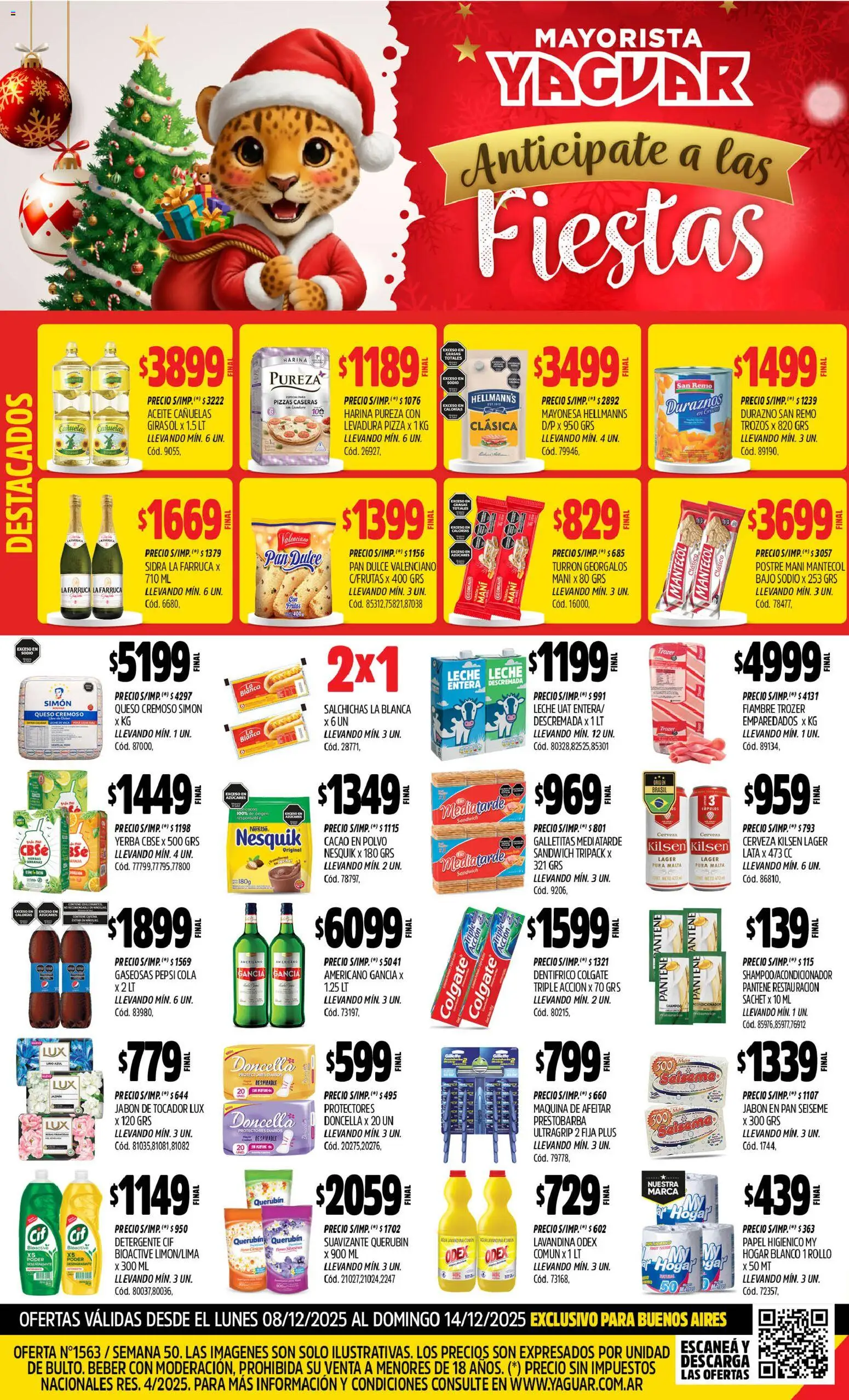 Vista previa del folleto de la tienda Yaguar válido desde el 08/12/2025 - Pepsi, Aceite, Harina, Maquina de afeitar, Jabón, Cacao, Dulce, Salchichas