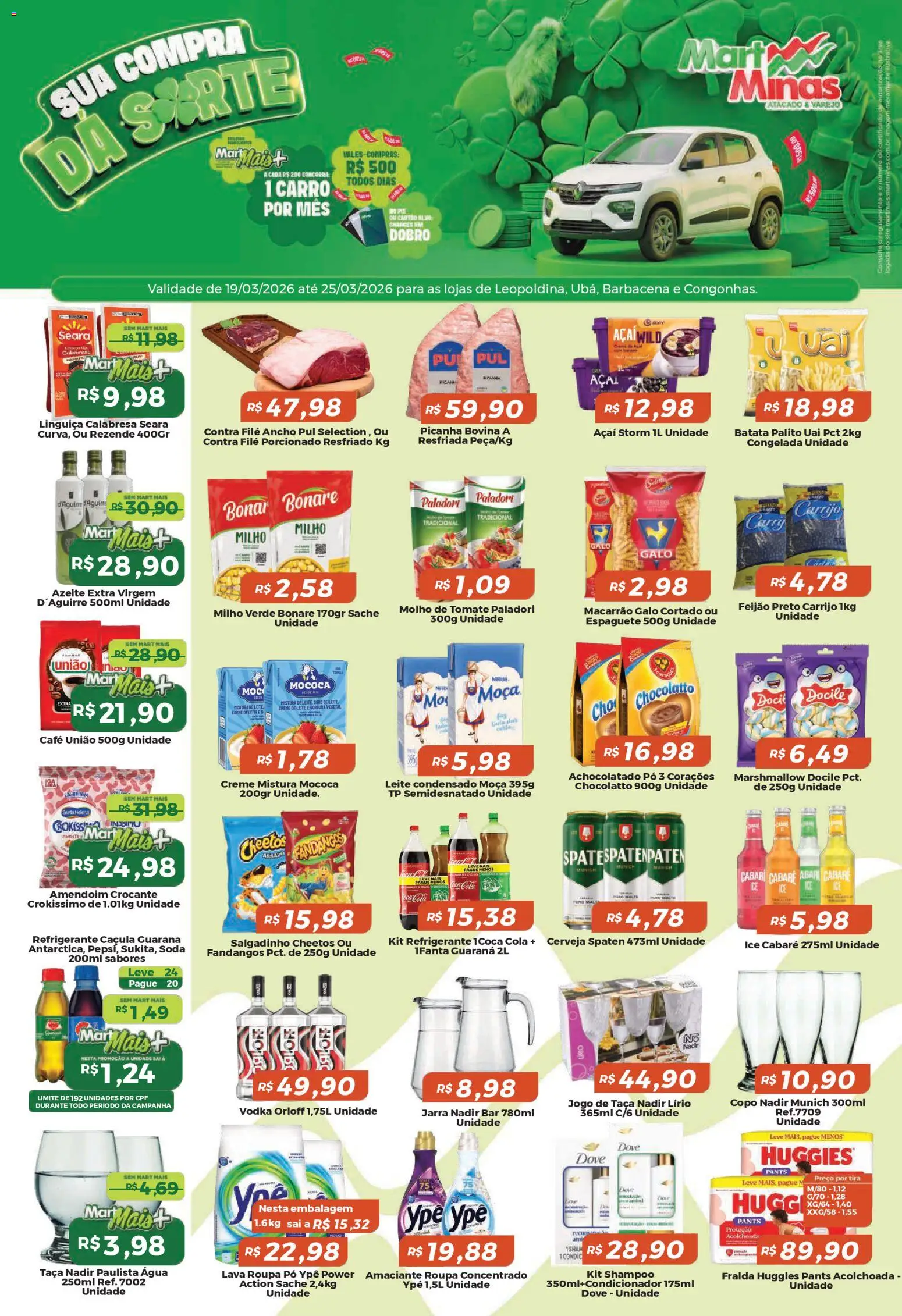 Pré-Visualização do folheto "Mart Minas ofertas" da loja Mart Minas válido a partir de 19/03/2026 - Açaí, Batata, Tomate, Saia, Guaraná, Milho verde, Achocolatado, Contra filé