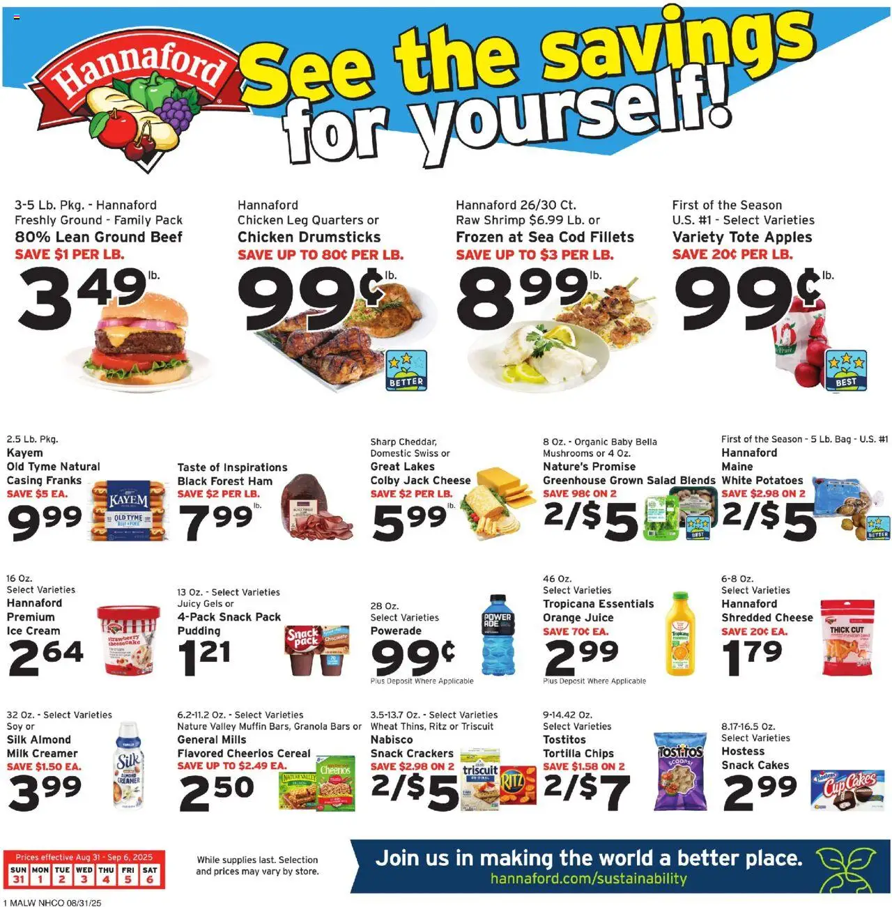 Hannaford Weekly Ad from 08/31/2025 - Flyer - Page number 1