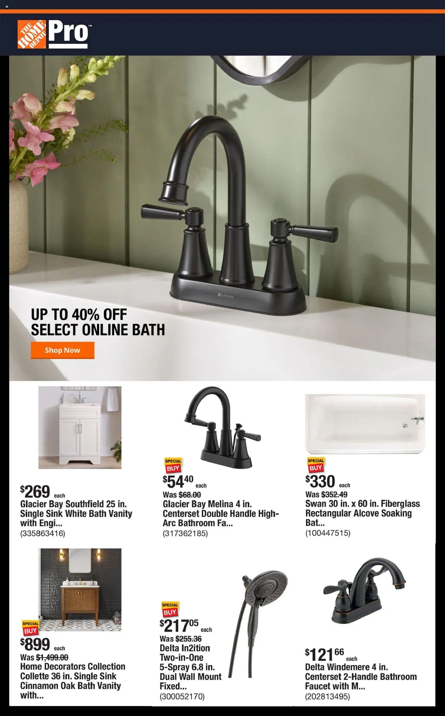 Ad Preview of Home Depot Home Depot Shop Pro Ad - CA from 03/02/2026 - Bath