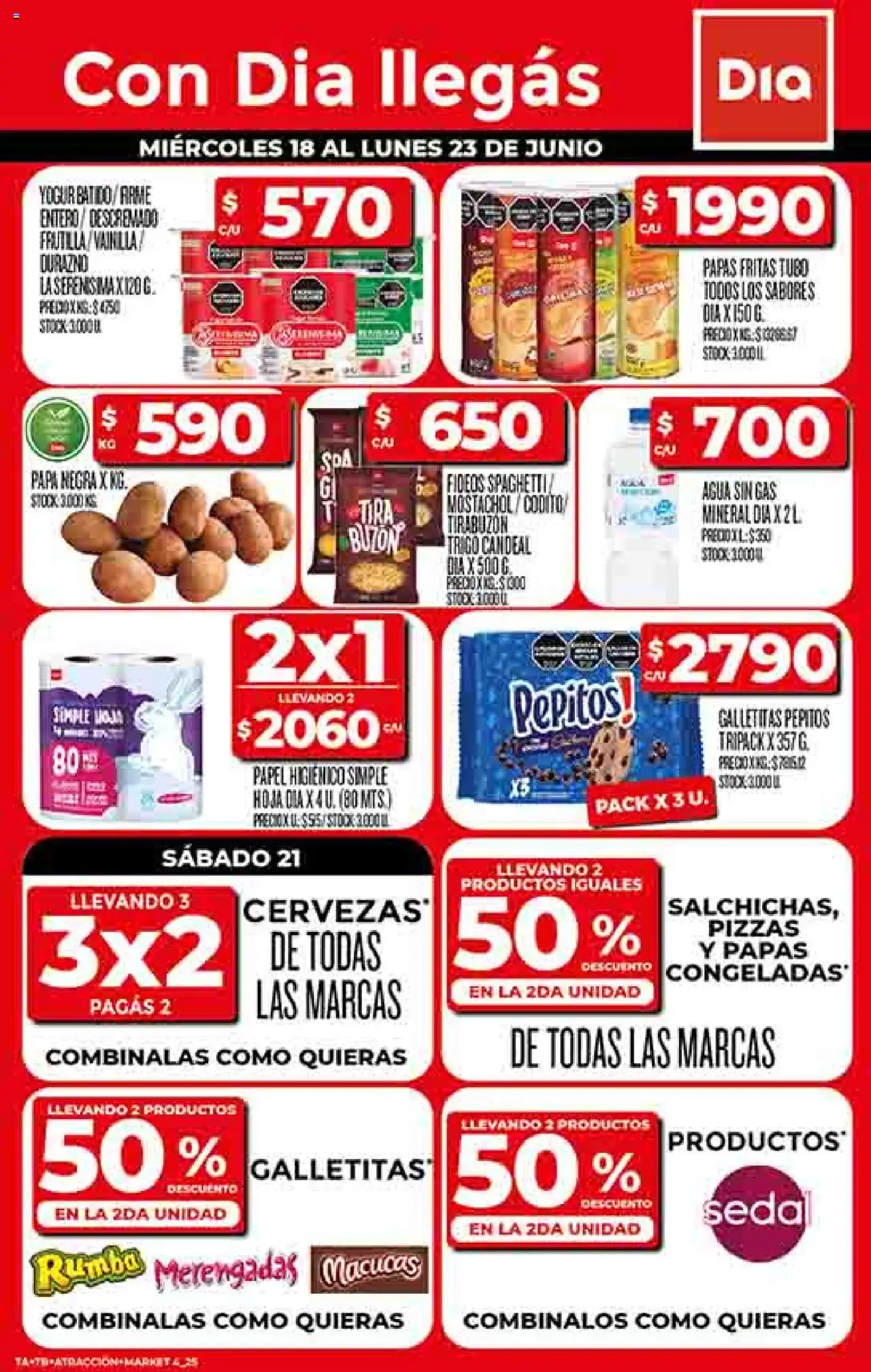 DIA Supermercado Ofertas del 18/06/2025 - Galletitas, Papa, Papas, Agua, Yogur, Fideos, Papas fritas, Spaghetti