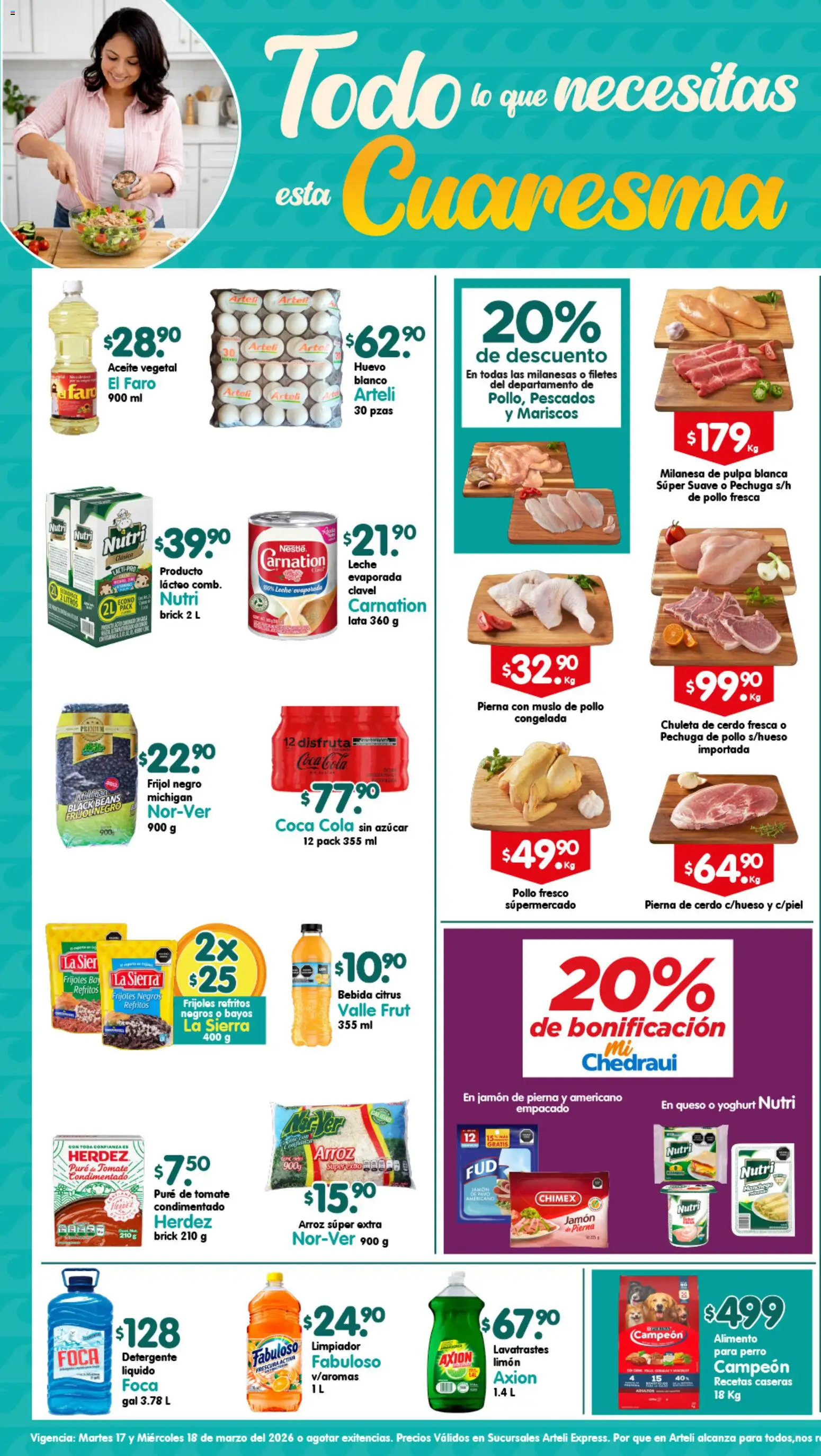 Vista previa las ofertas de la tienda Arteli - Arteli folleto Express desde el 17/03/2026 - Azúcar, Tomate, Leche, Queso, Huevo, Arroz, Pavo, Puré