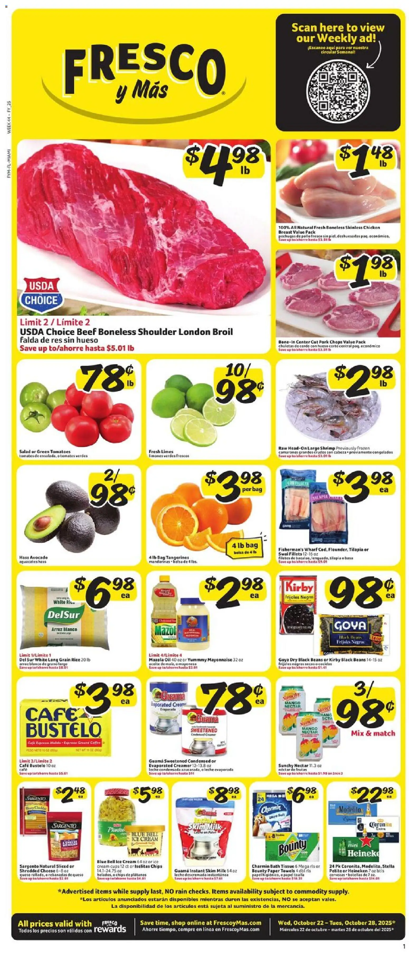 Fresco y Más Weekly Ad from 10/22/2025 - Flyer - Page number 1