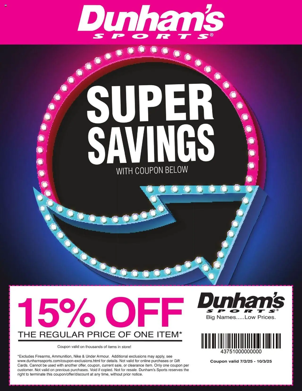 Dunham's Sports Coupon from 08/29/2025 - Flyer - Page number 1