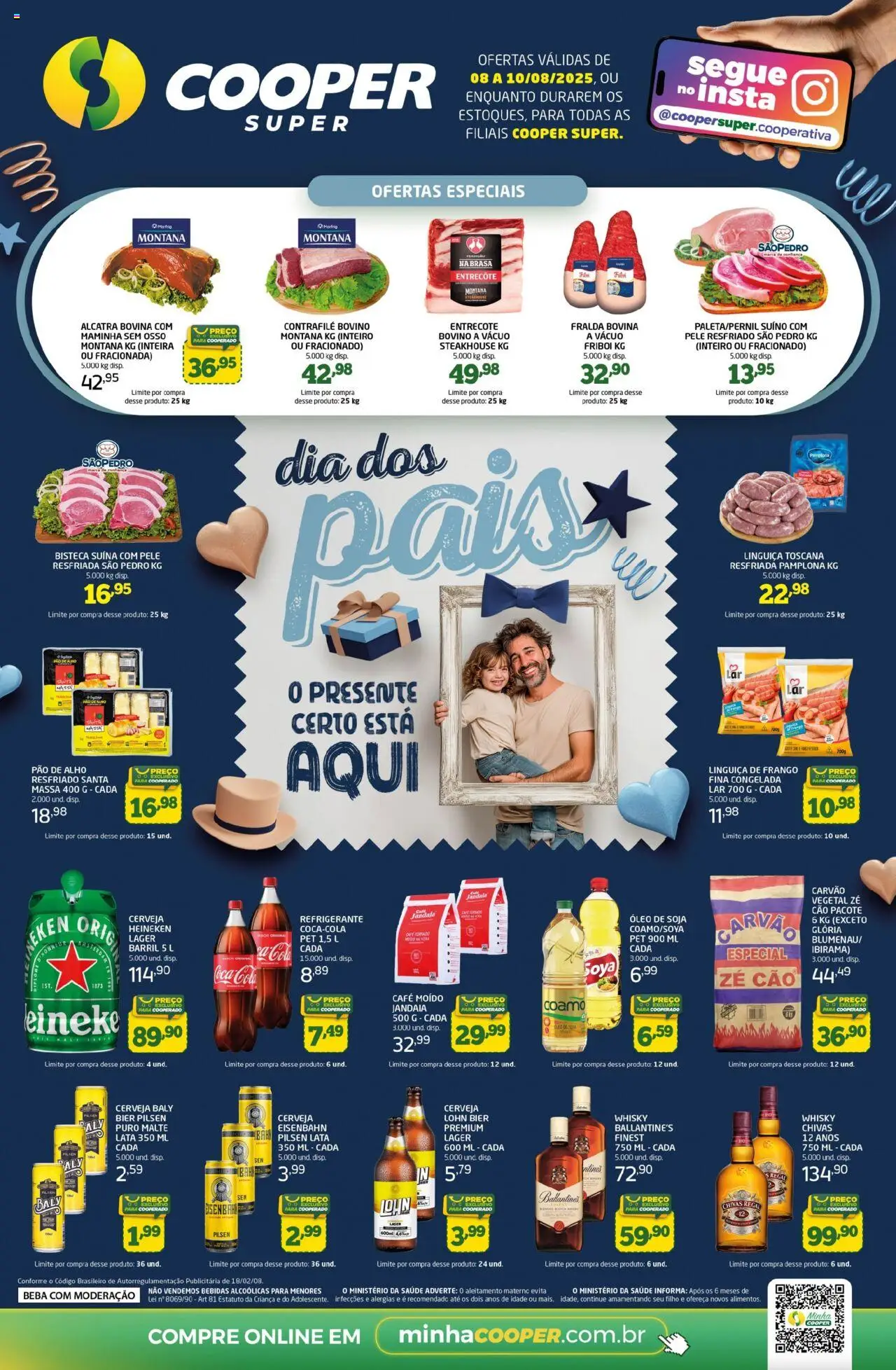 Cooper folheto "Ofertas Fim de Semana" válido a partir de 08/08/2025 - número de página 1 - Whisky, Cerveja, Óleo, Frango, Eisenbahn, Maminha, Café moído, Ballantine’s