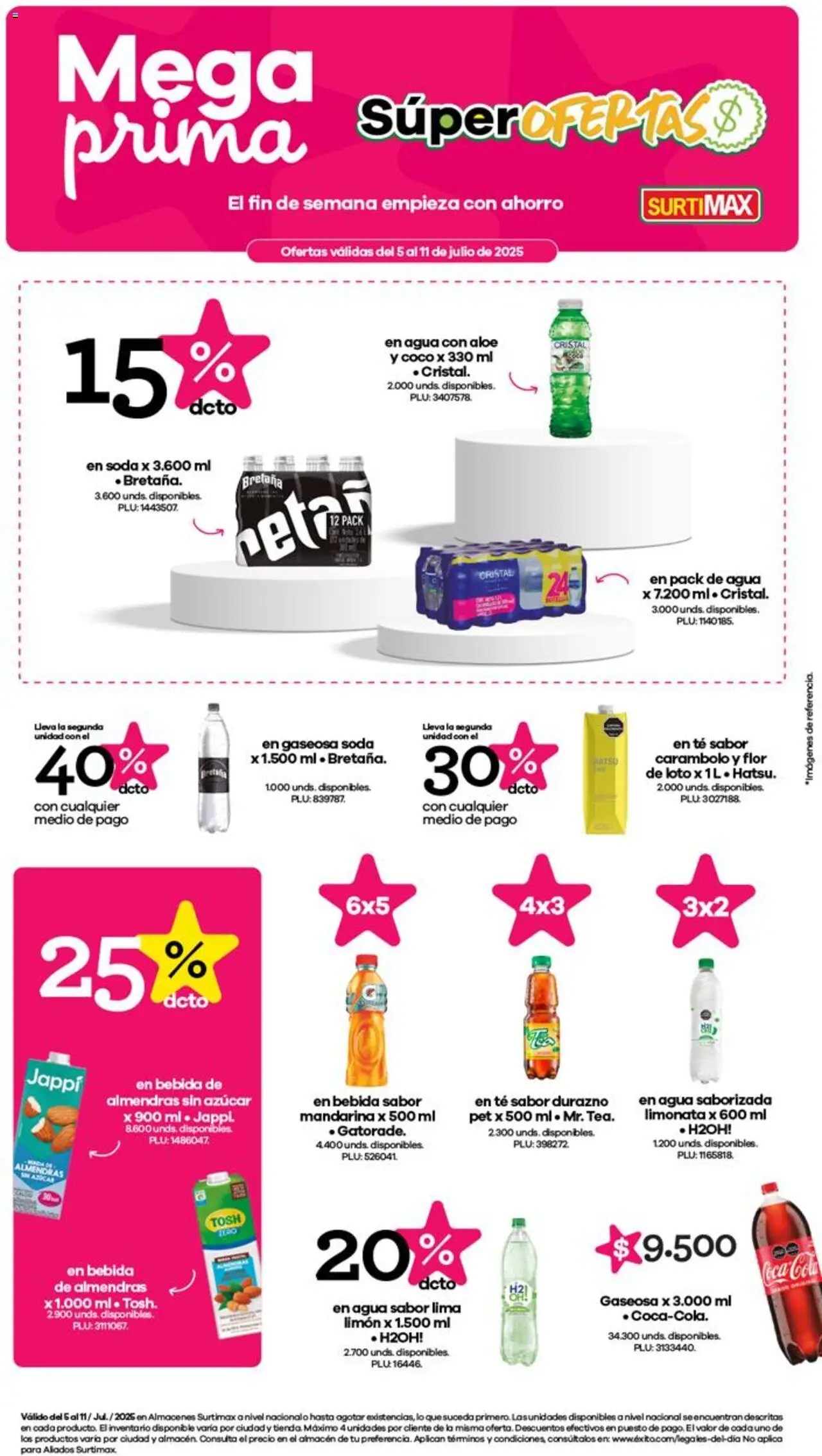Surtimax Catálogo: 05/07/2025 - 11/07/2025 > Últimas Ofertas pagina numero 1 - Té, Azucar, Limón, Durazno, Gaseosa, Soda, Loto, Agua saborizada