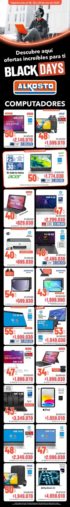  Vista previa del prospecto Black Friday del almacen Alkosto válida del 28/11/2025 al 30/11/2025