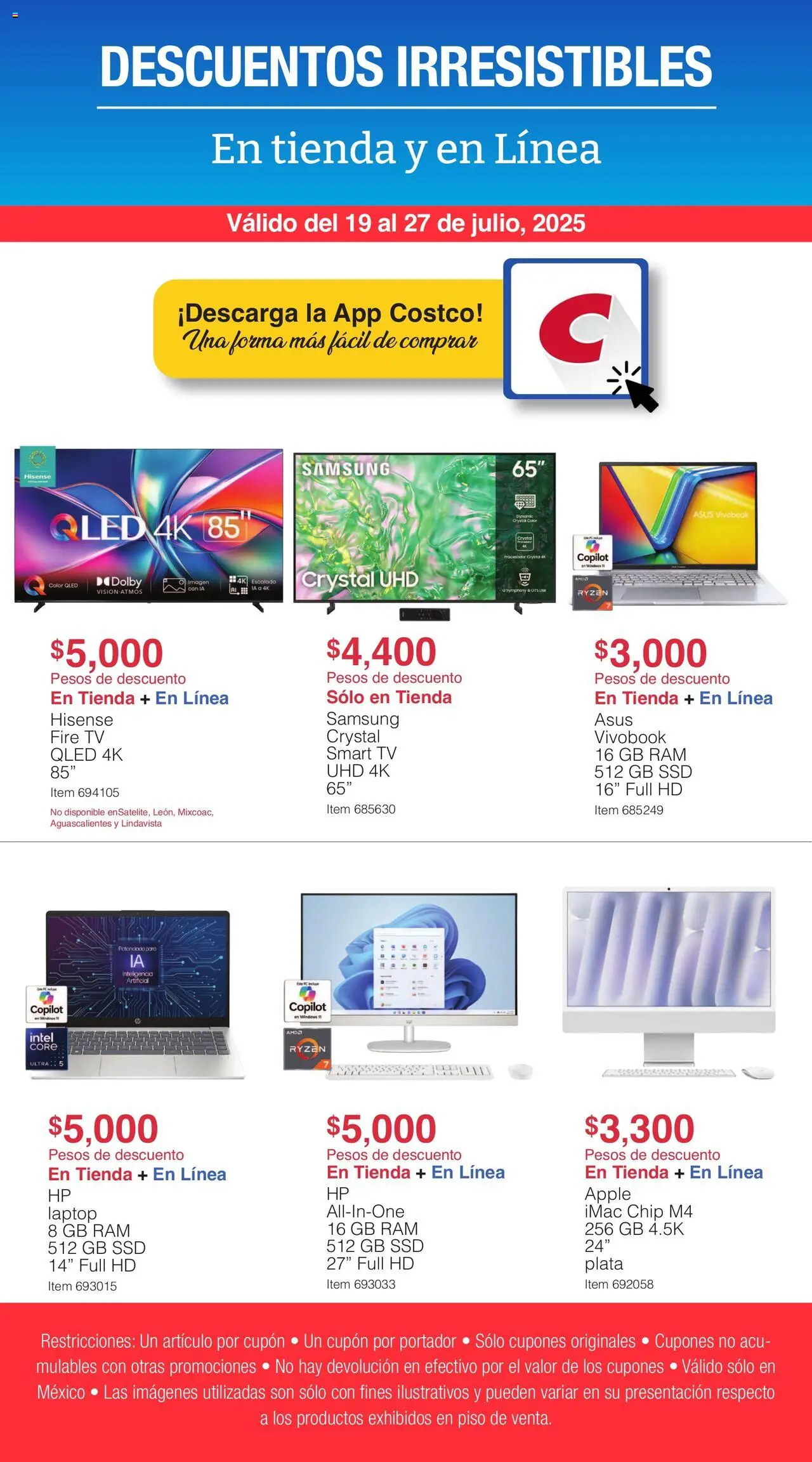 Catálogo Descuentos Irresistibles Costco y sus promociones válidas desde el 19/07/2025 - Número de página 1 - Laptop