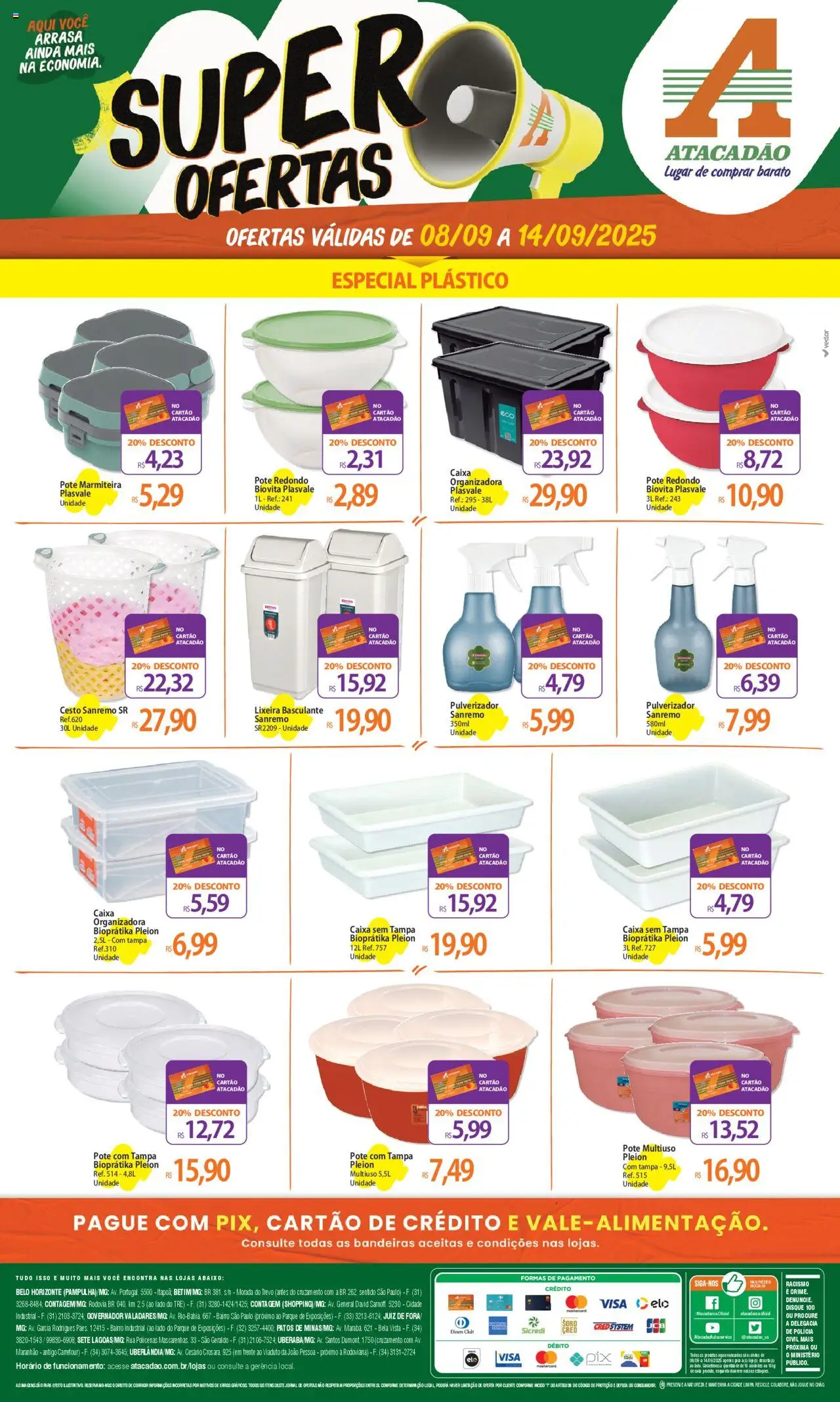 Atacadão folheto "Ofertas - MG" válido a partir de 08/09/2025 - número de página 1 - Caixa, Água, Lixeira, Caixa organizadora, Chá, Pulverizador, Marmiteira