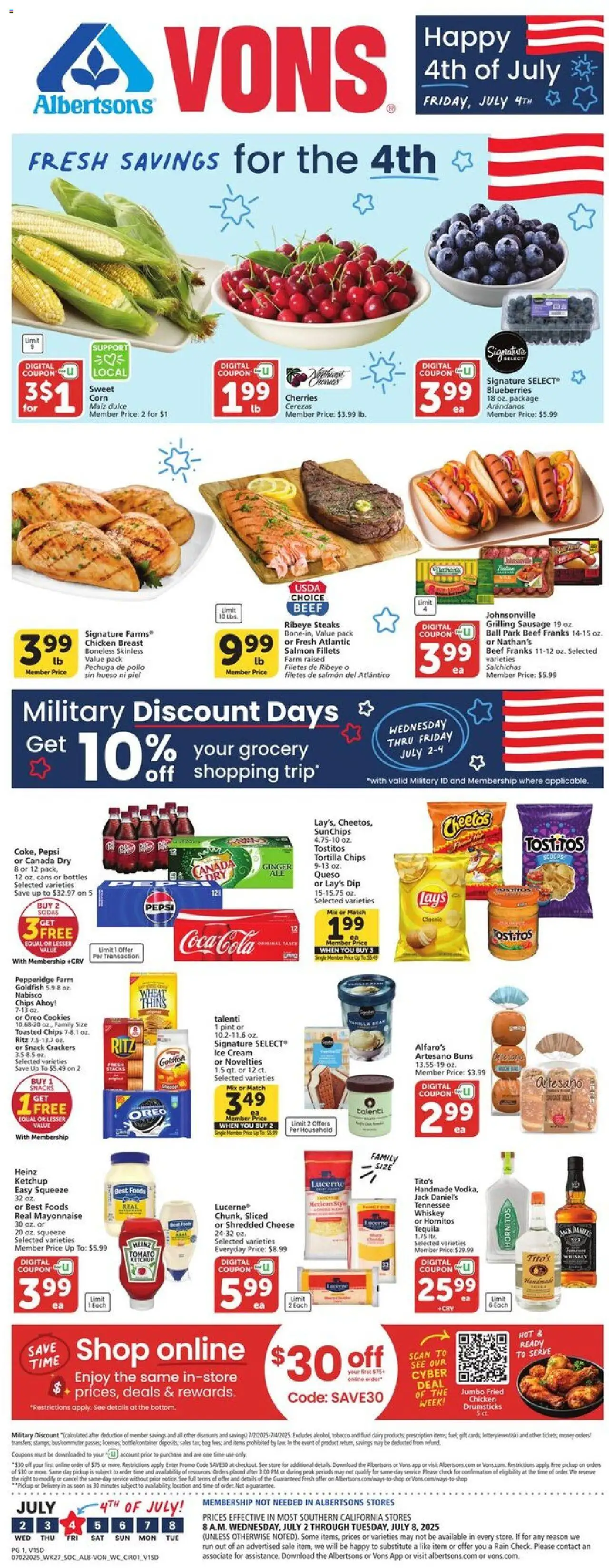 Vons Weekly Ad from 07/02/2025 - Flyer - Page number 1