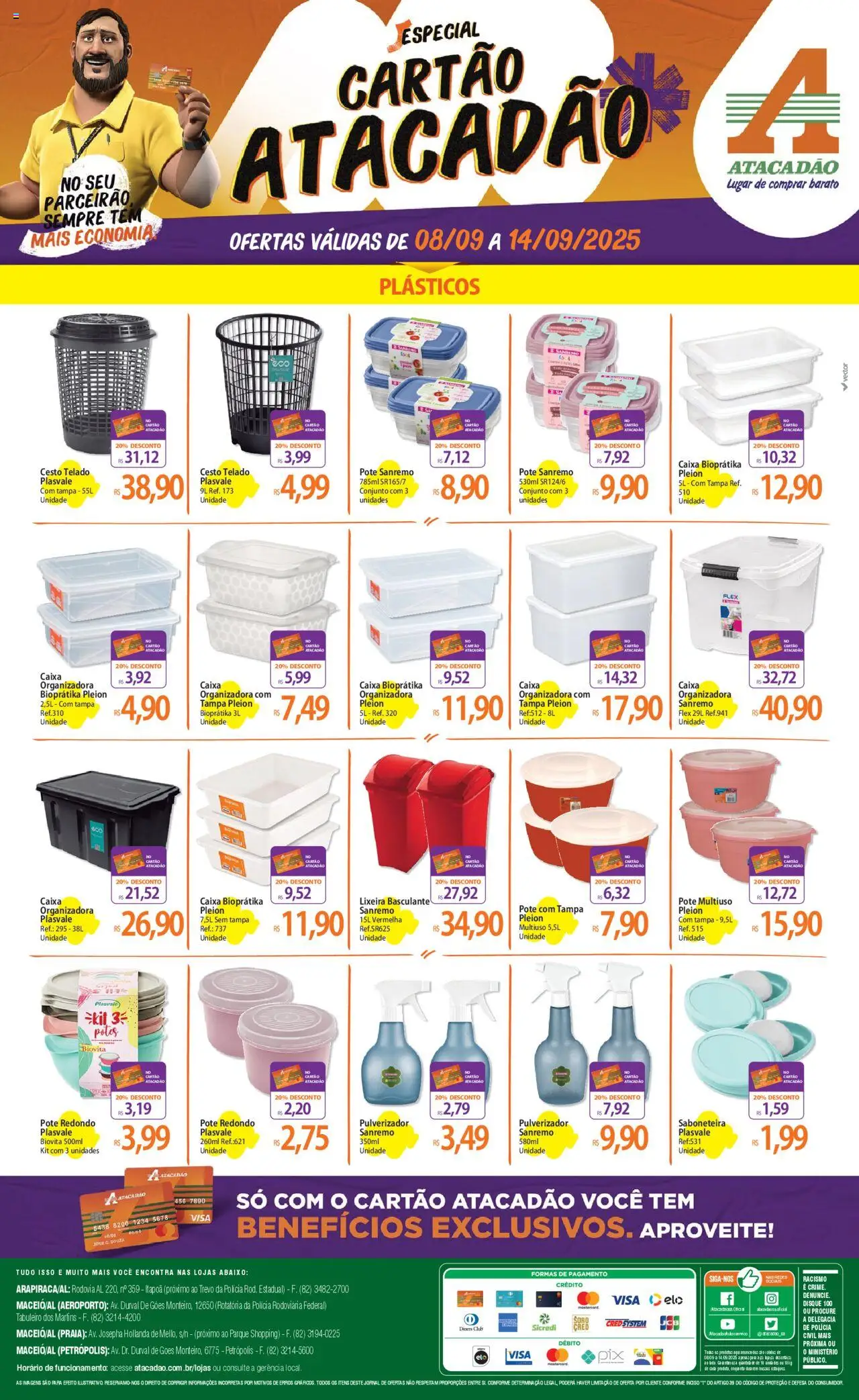 Atacadão folheto "Ofertas - AL" válido a partir de 08/09/2025 - número de página 1 - Caixa, Pá, Lixeira, Caixa organizadora, Pulverizador, Saboneteira