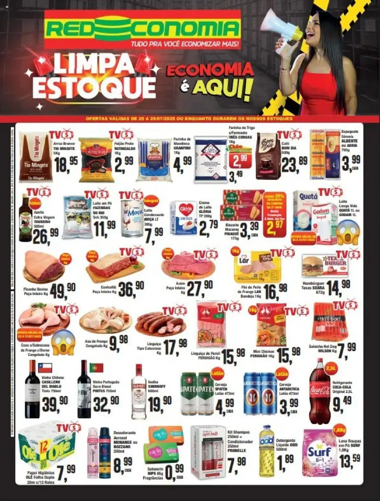 Princesa folheto "Encarte" válido a partir de 25/07/2025 - número de página 1 - Hambúrguer, Shampoo, Roupas, Biscoito, Sabonete, Detergente, Linguiça, Condicionador