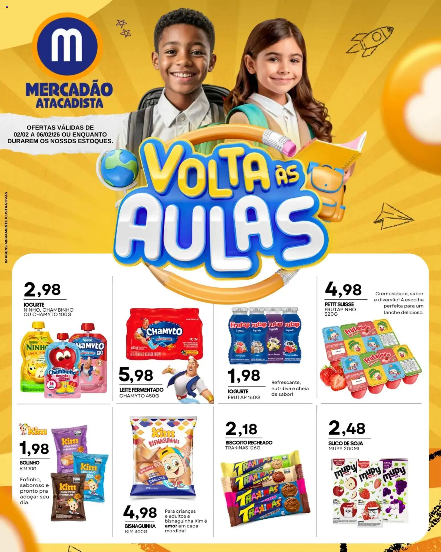 Pré-Visualização do folheto "Ofertas Voltas às Aulas" da loja Mercadão Atacadista válido a partir de 02/02/2026