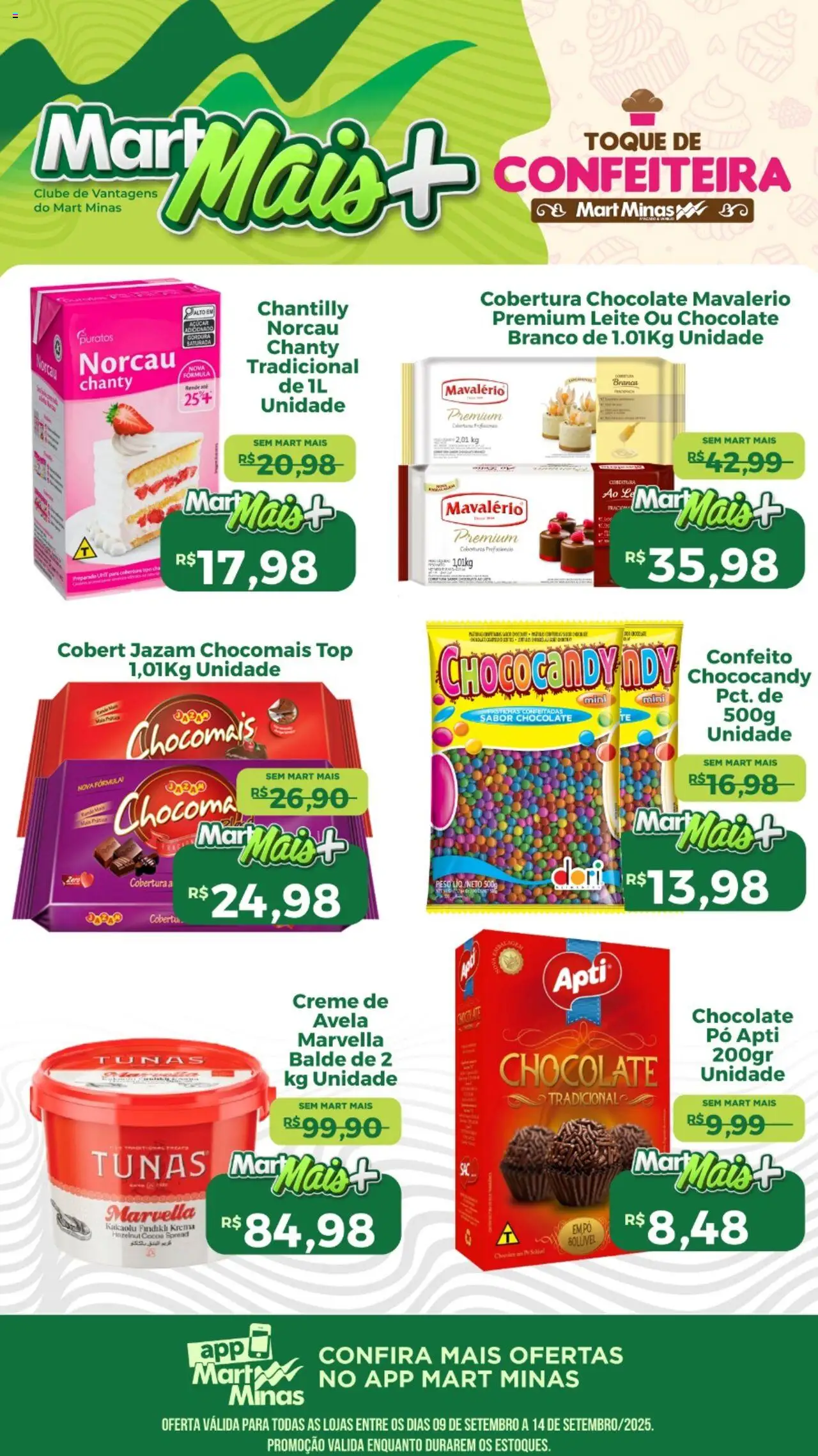 Mart Minas folheto "Ofertas de confeitaria" válido a partir de 09/09/2025 - número de página 1