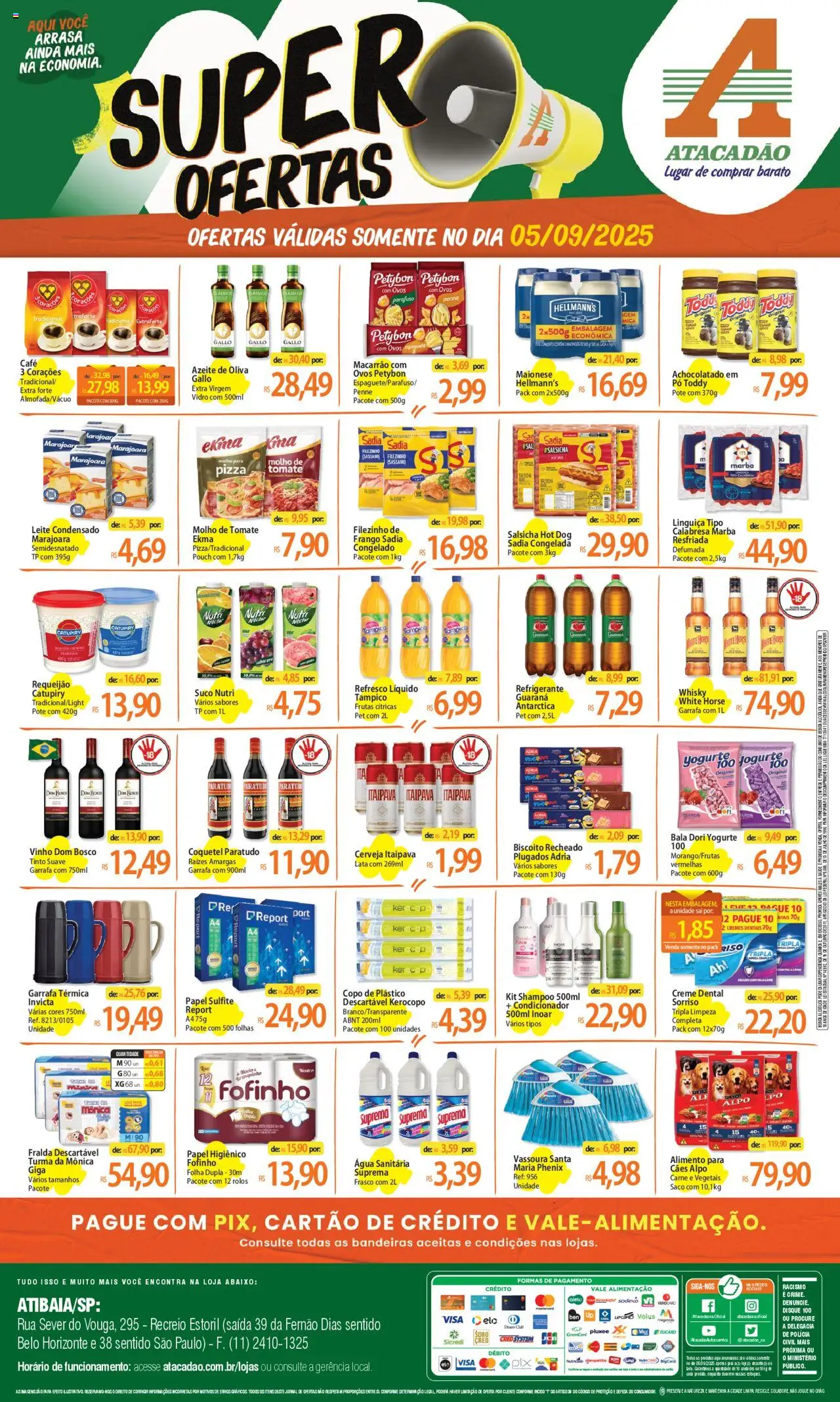Atacadão folheto "Ofertas - SP" válido a partir de 05/09/2025 - número de página 1 - Vinho, Salsicha, Biscoito, Tomate, Refrigerante, Maionese, Bala, Molho de tomate