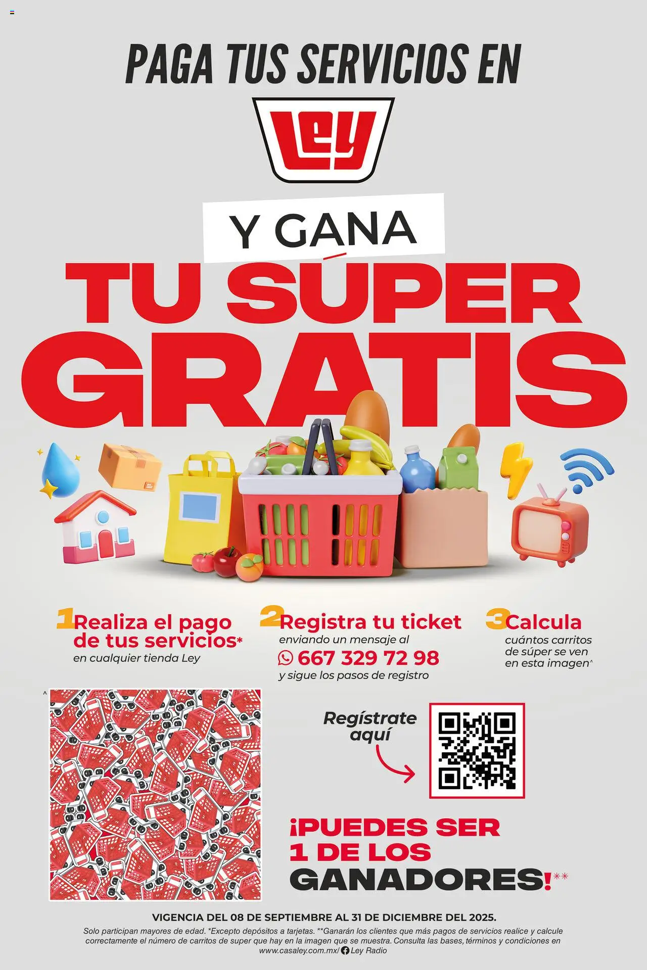 Folleto - Paga tus servicios y gana super gratis Casa Ley y sus promociones válidas desde el 08/09/2025 - Número de página 1