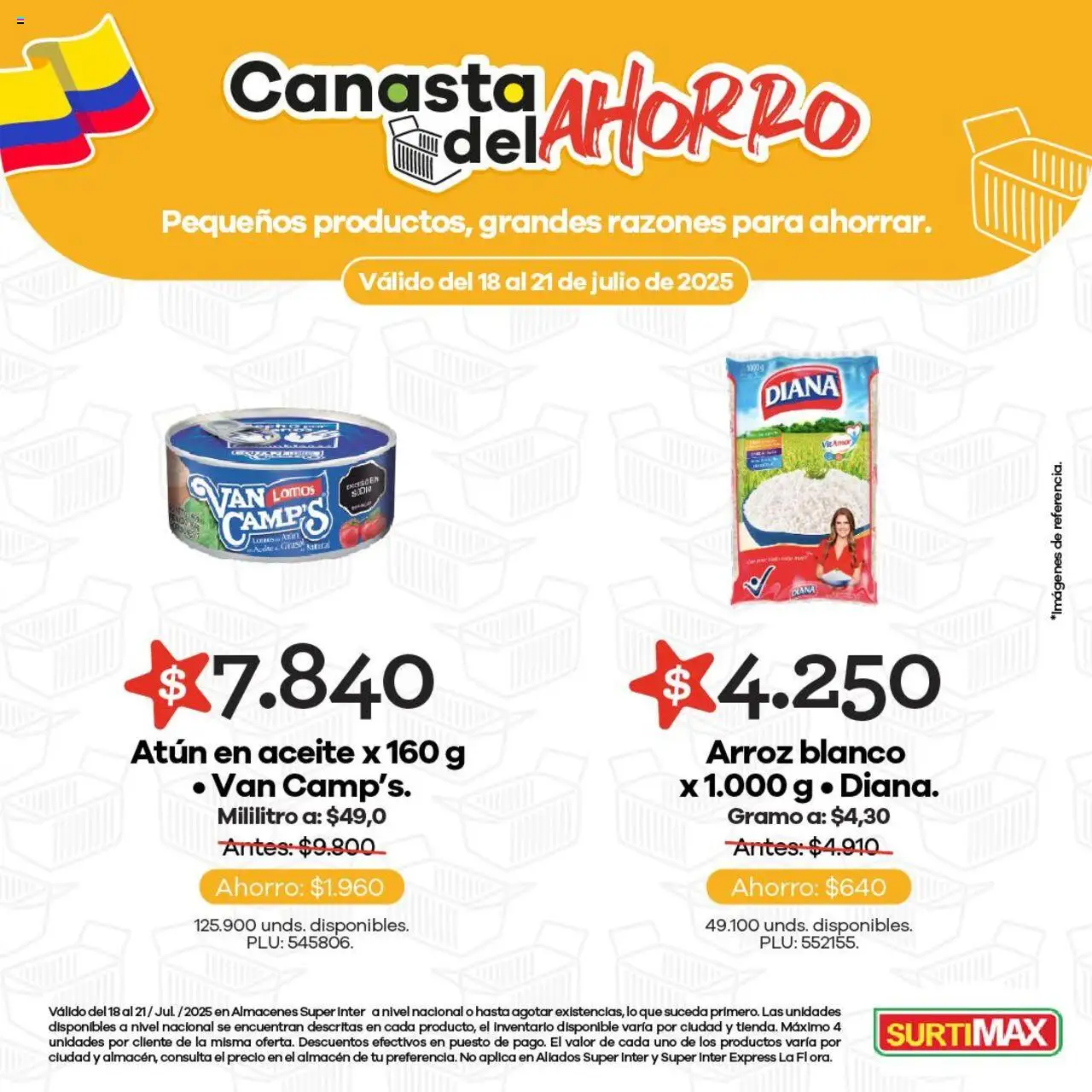 Surtimax Catálogo: 18/07/2025 - 21/07/2025 > Últimas Ofertas pagina numero 1 - Arroz, Aceite, Atún