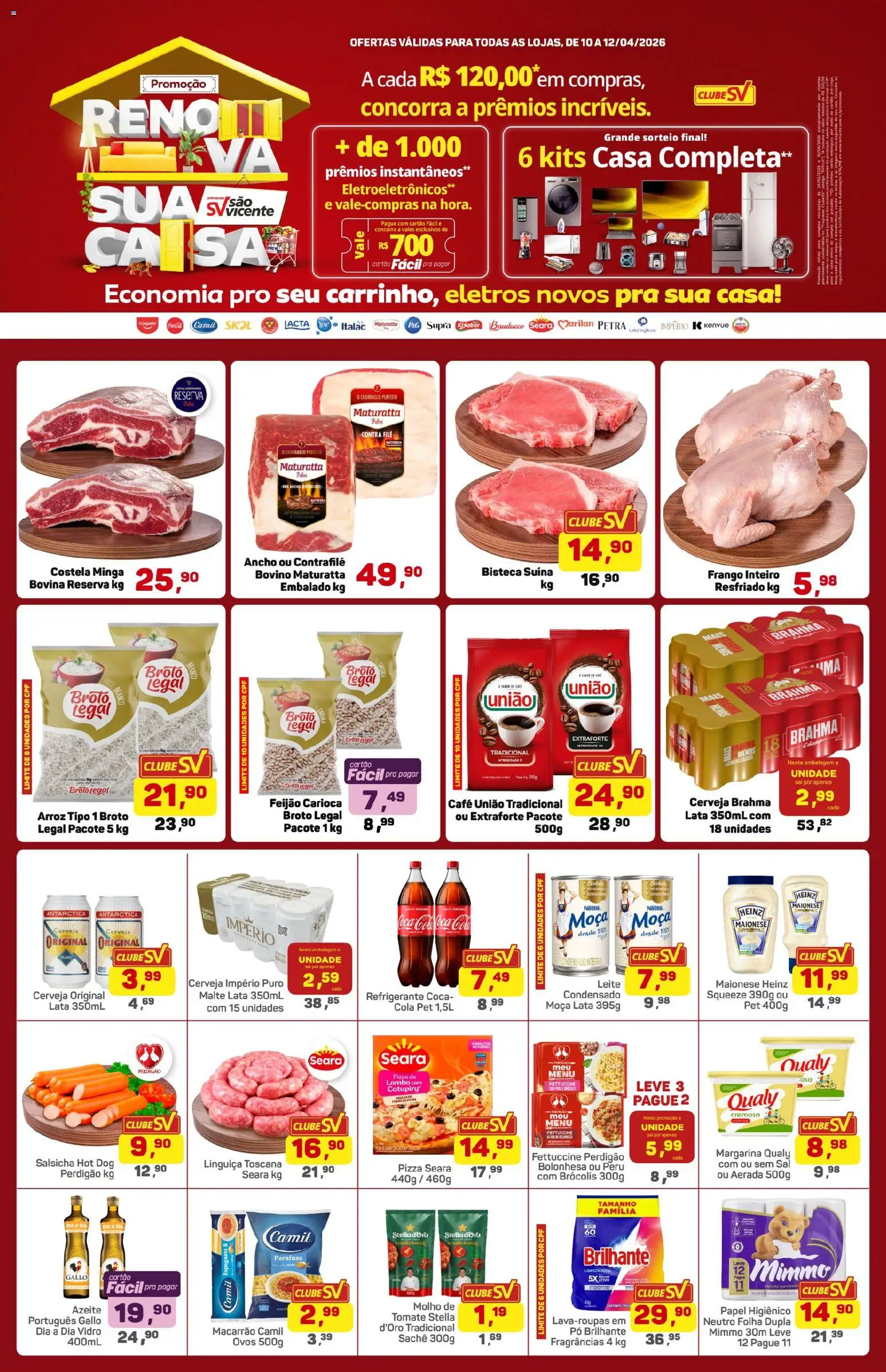 Pré-Visualização do folheto "Supermercados São Vicente - Ofertas da semana" da loja Supermercados São Vicente válido a partir de 10/04/2026 - Café, Cerveja, Ovos, Feijão, Frango, Pera, Refrigerante, Linguiça