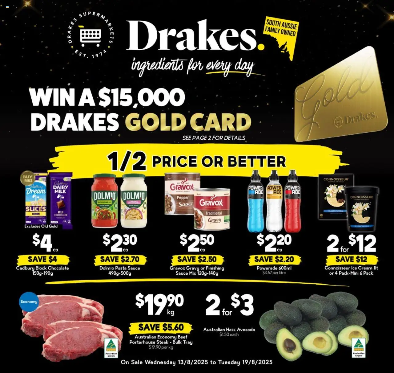 Drakes catalogue valid from 13/08/2025 - page 1 - Milk, Chocolate, Beef, Pasta, Cream, Ice cream, Pepper, Lemon