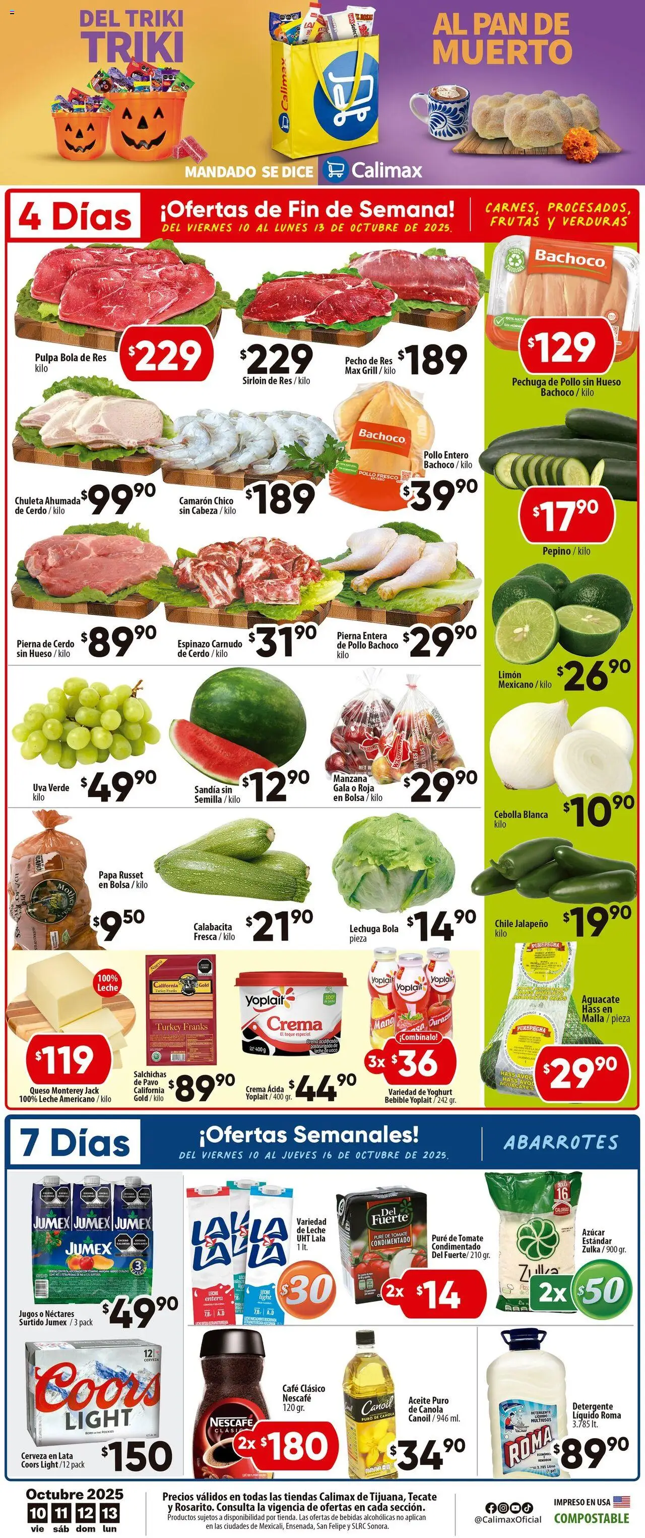 Folleto Tijuana Calimax y sus promociones válidas desde el 10/10/2025 - Número de página 1