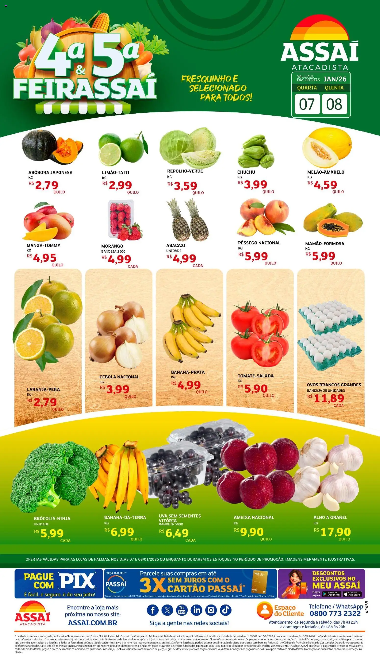 Pré-Visualização do folheto "Encarte - TO" da loja Assaí Atacadista válido a partir de 08/01/2026 - Bebidas, Ovos, Base, Abacaxi, Bebida, Ameixa, Alimentos, Alho