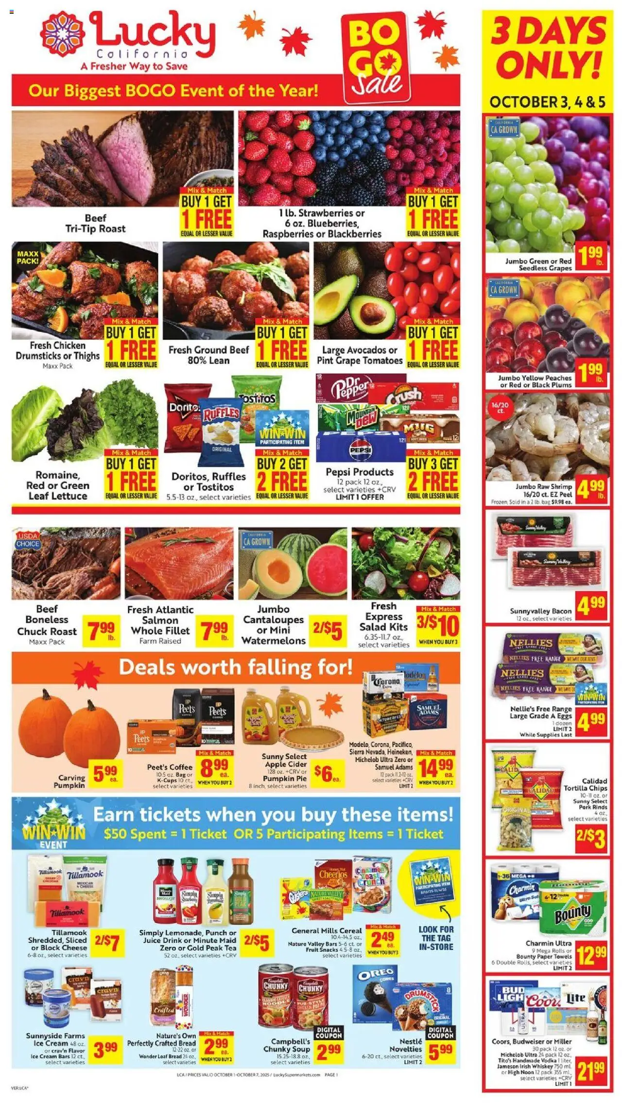Lucky Supermarkets Weekly Ad from 10/01/2025 - Flyer - Page number 1