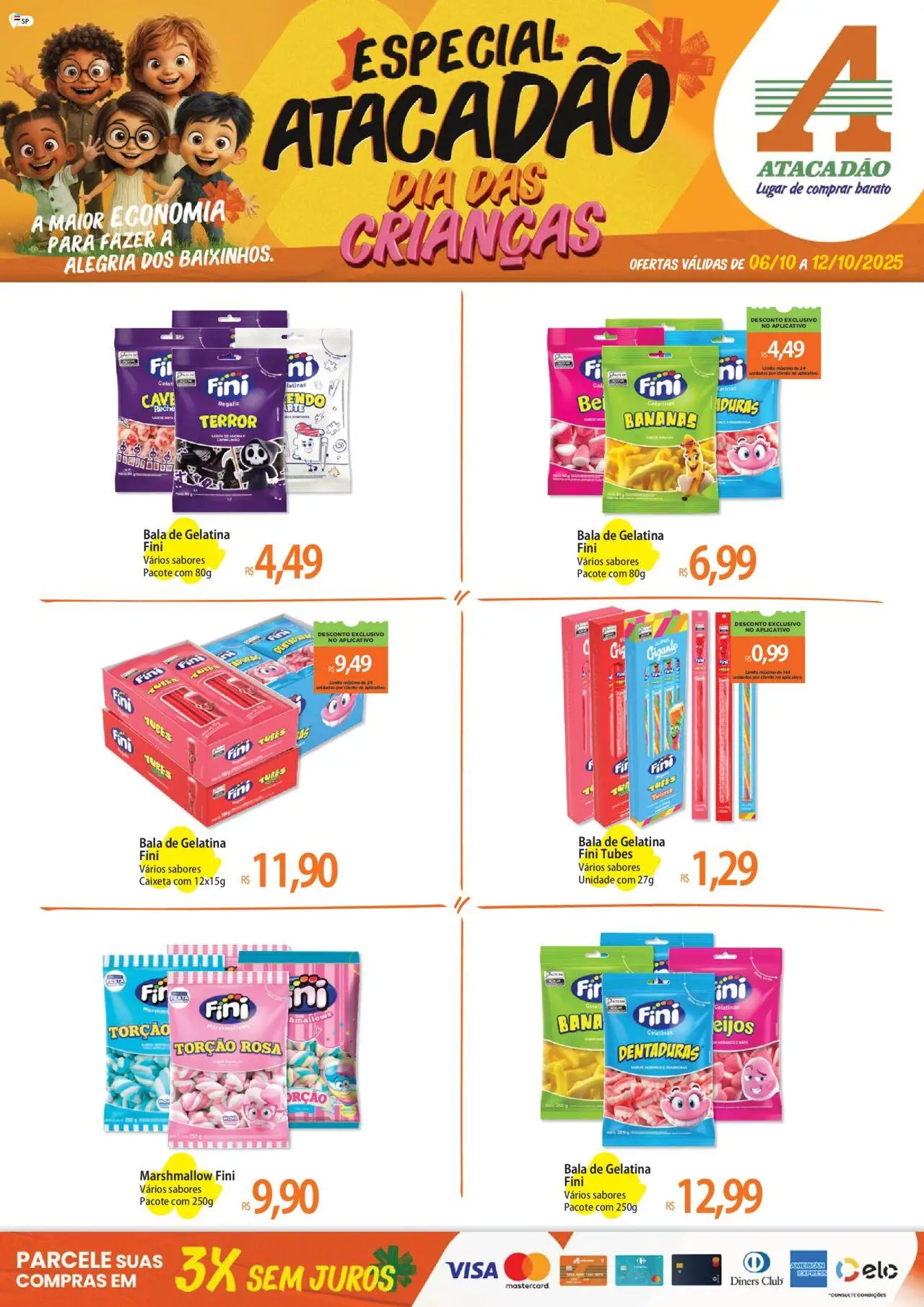 Pré-Visualização do folheto "Ofertas - SP" da loja Atacadão válido a partir de 06/10/2025 - Bananas, Gelatina, Bala