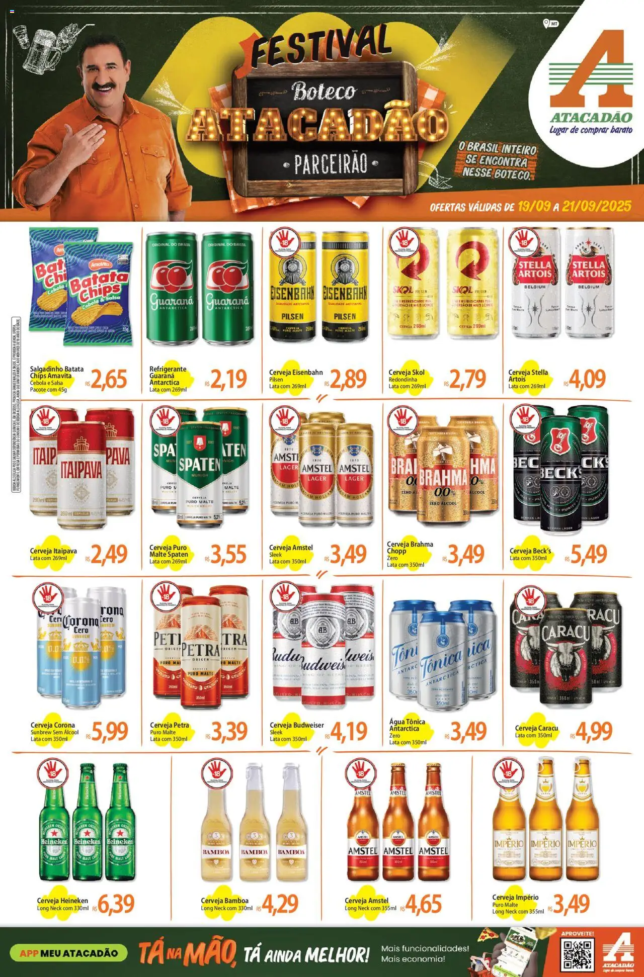 Atacadão folheto "Ofertas - MT" válido a partir de 19/09/2025 - número de página 1 - Cerveja, Água, Cerveja Heineken, Refrigerante, Cebola, Cerveja Corona, Guaraná, Batata chips