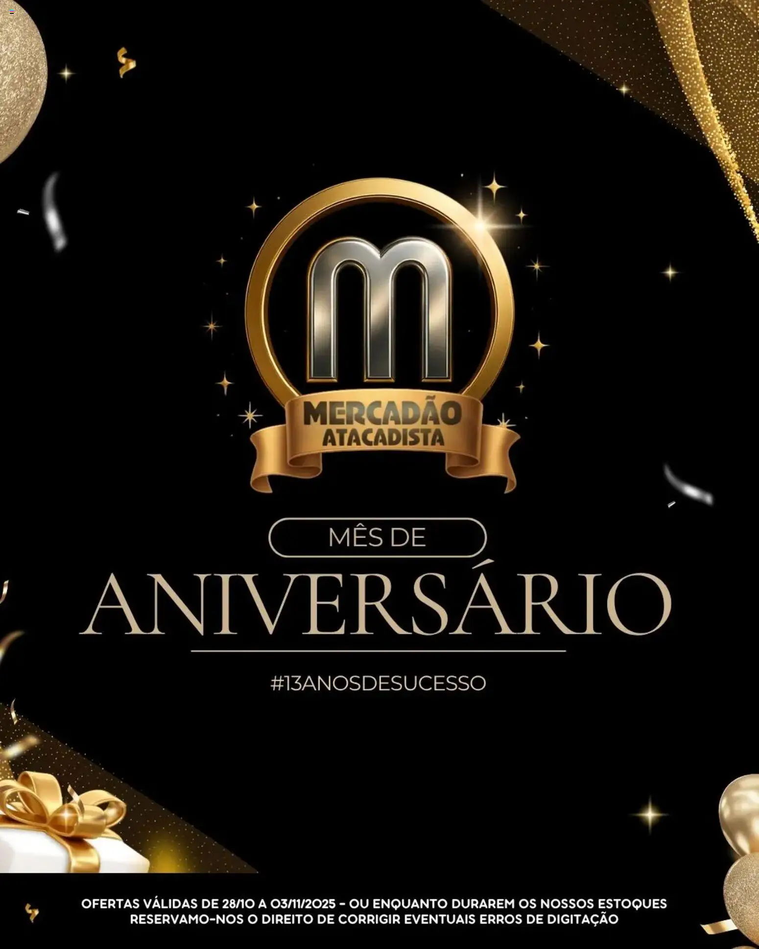 Pré-Visualização do folheto "Ofertas Semanal" da loja Mercadão Atacadista válido a partir de 28/10/2025