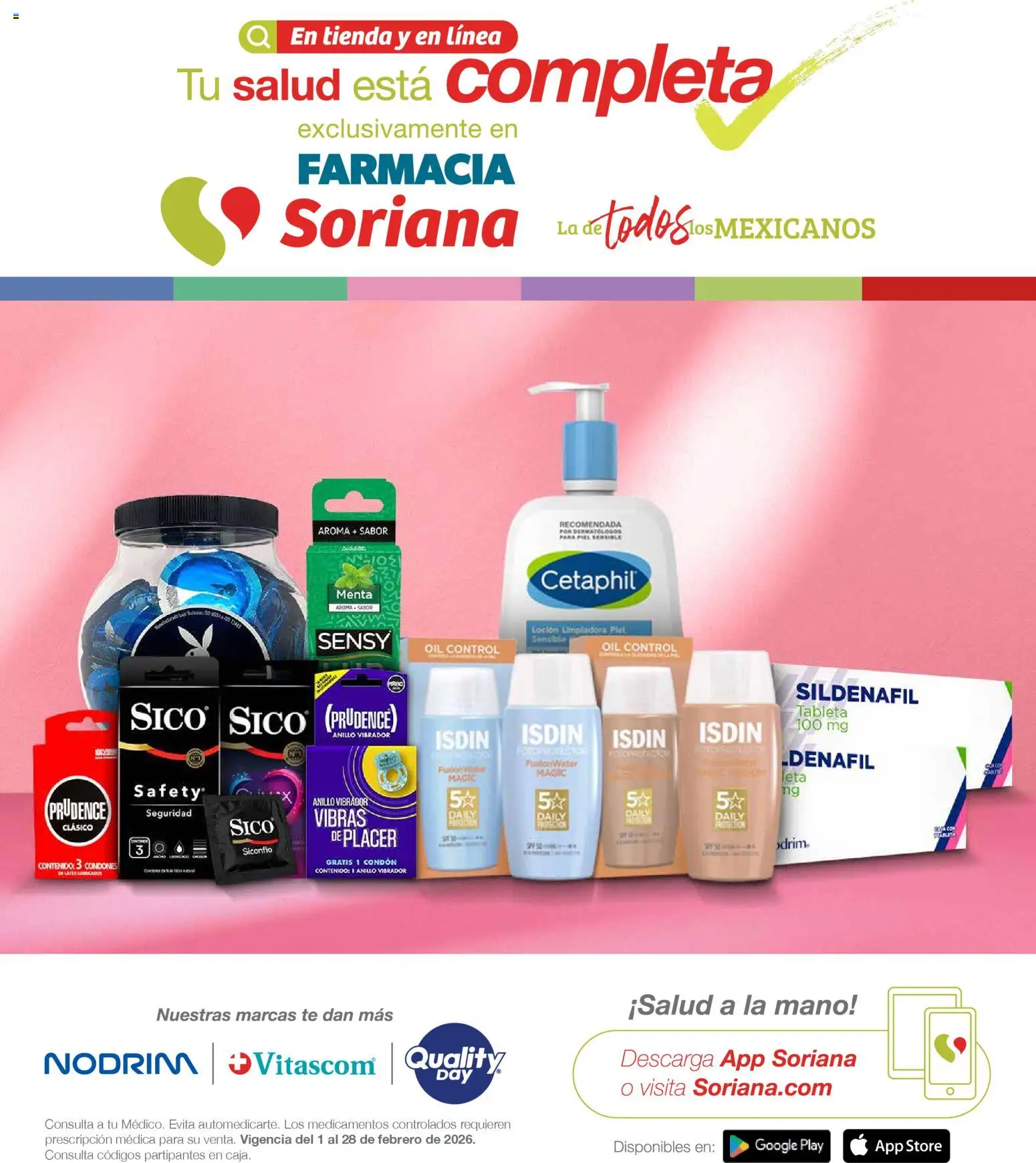 Vista previa las ofertas de la tienda Soriana - Folleto Farmacia Soriana Febrero Híper Nacional desde el 01/02/2026 - Té, Anillo, Tableta, Loción