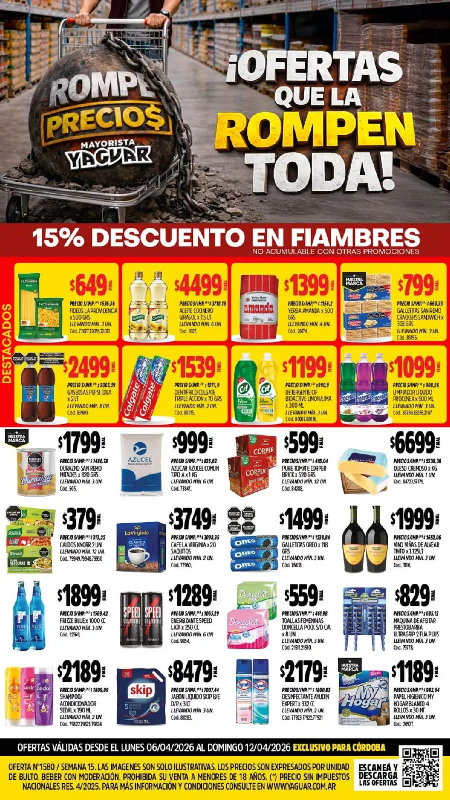Vista previa del folleto de la tienda Yaguar válido desde el 06/04/2026 - Queso, Yerba, Durazno, Duraznos, Papel higiénico, Toallas, Detergente, Puré