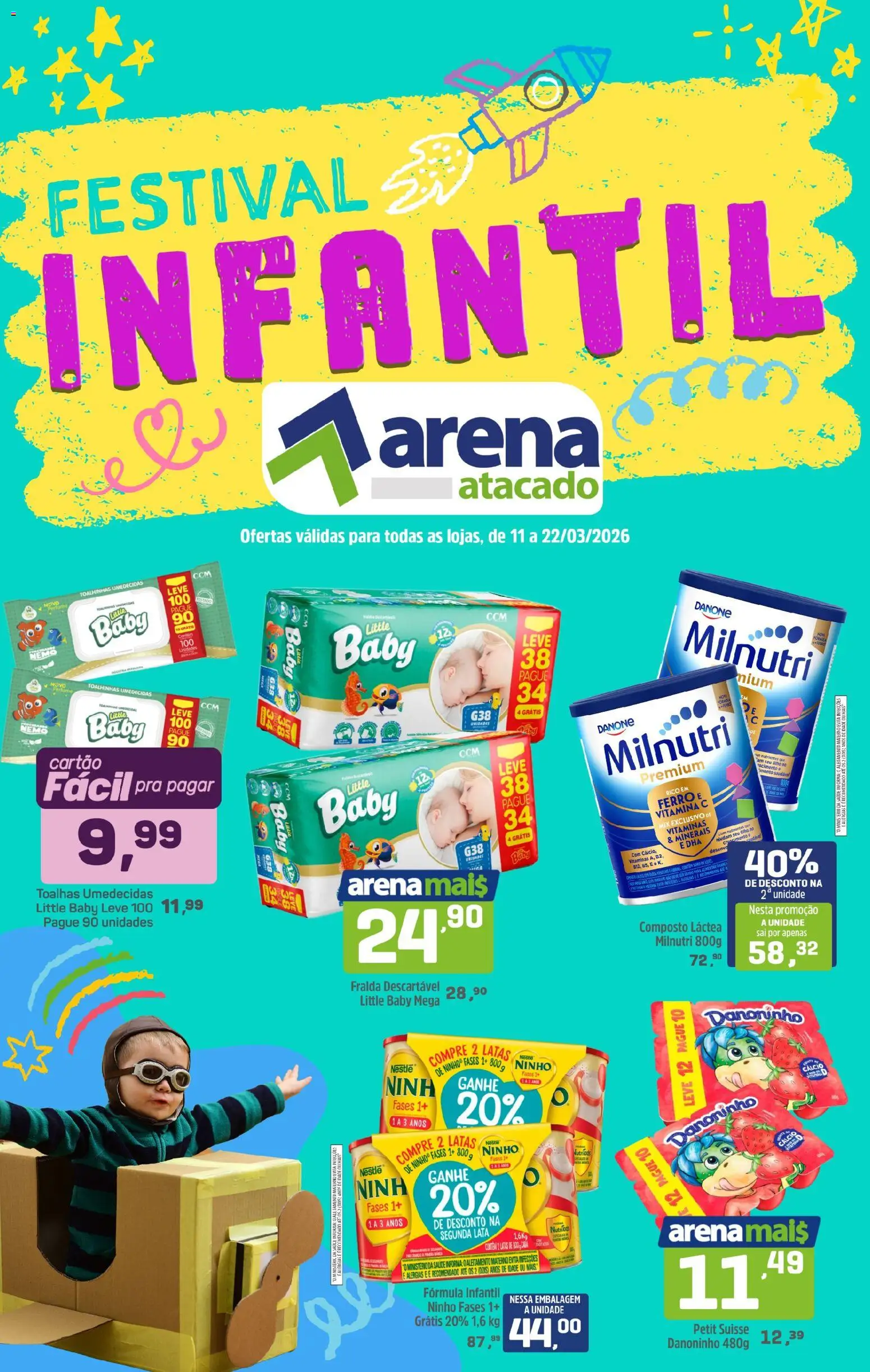 Pré-Visualização do folheto "Arena Atacado ofertas Festival Infantil" da loja Arena Atacado válido a partir de 11/03/2026