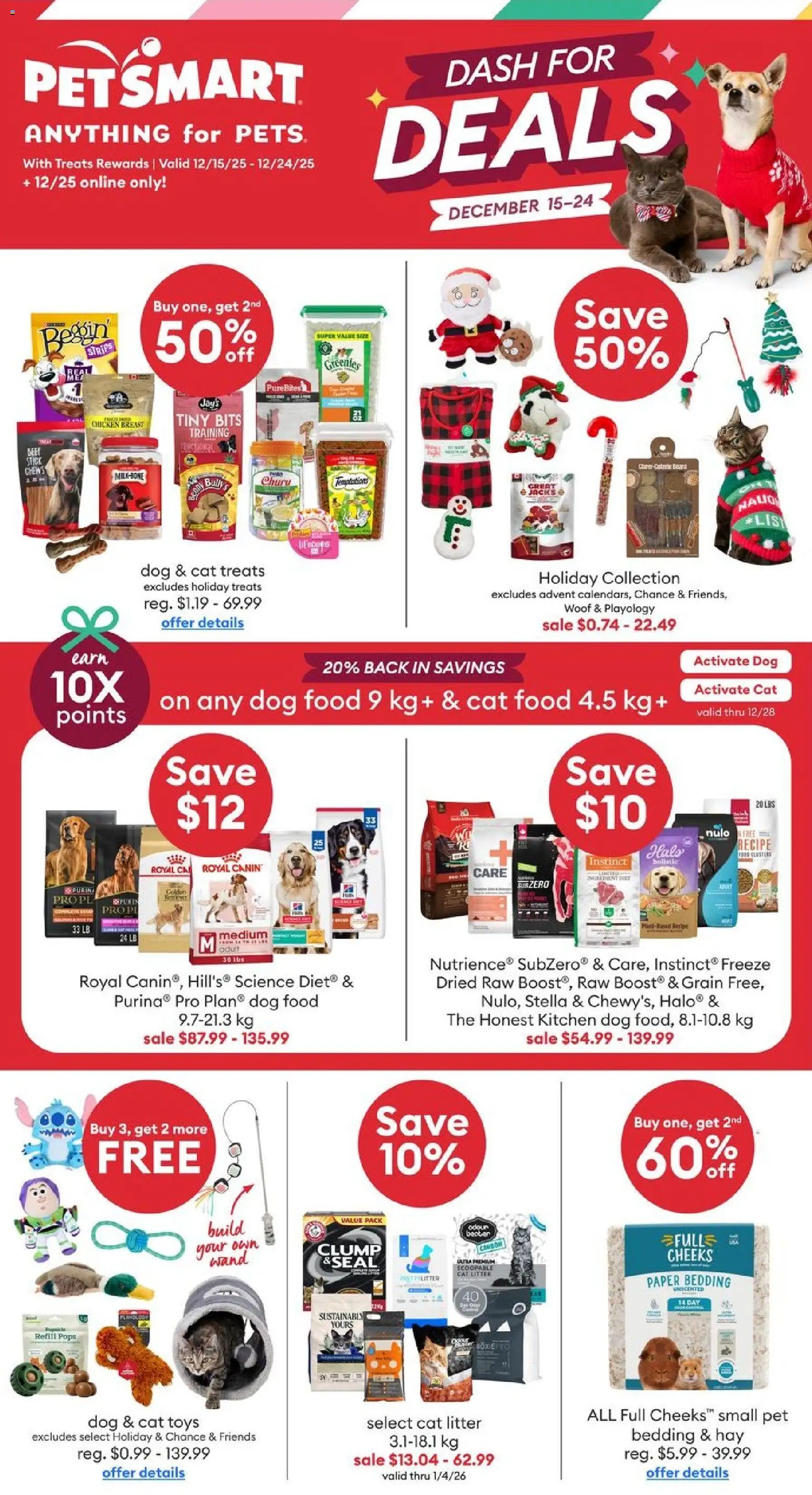 Preview of leaflet Weekly flyer / circulaire from shop Petsmart is valid from Dec 15, 2025 - Food, Chicken, Toys, Chicken breast, Cat litter, Dog food, Strips