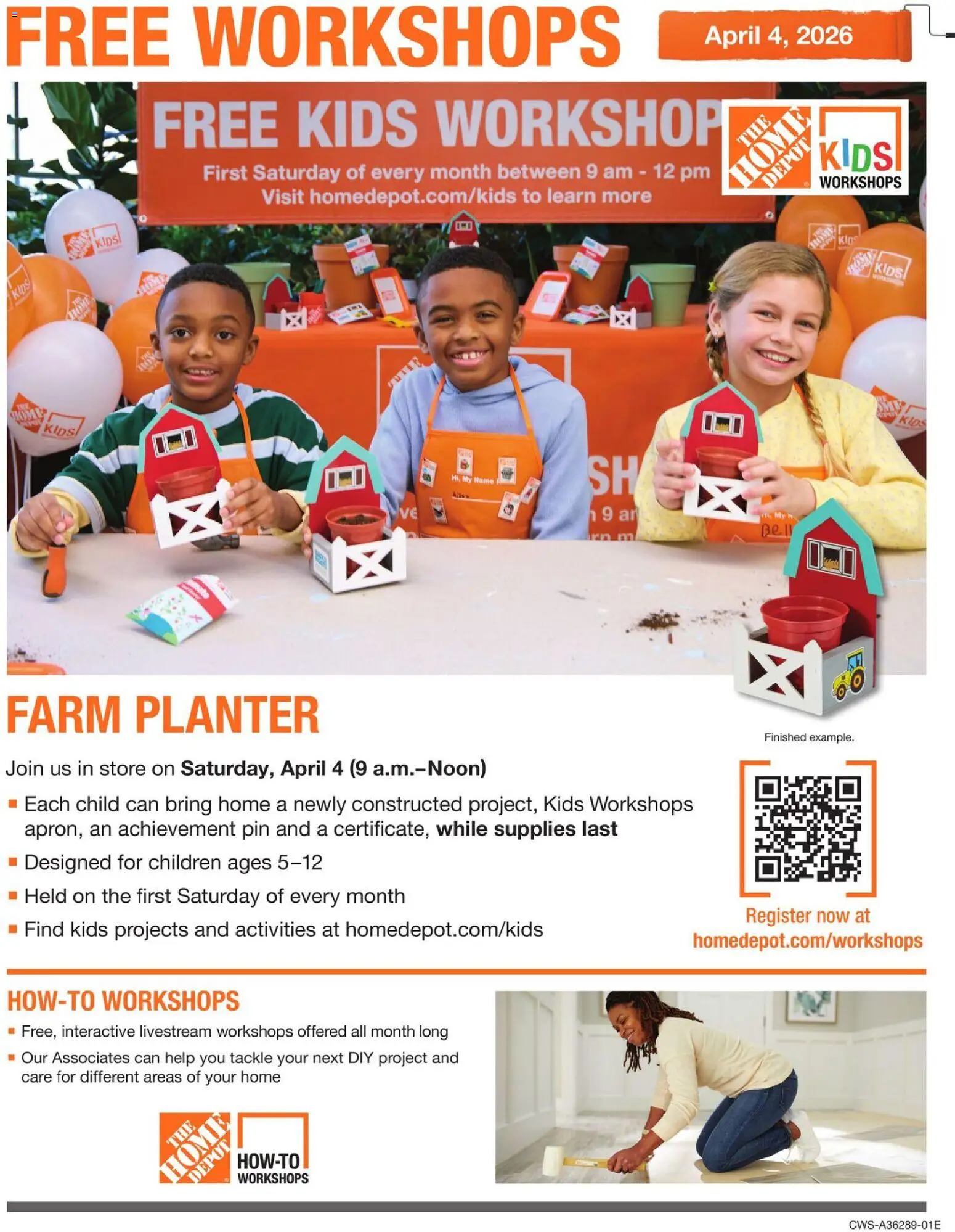Ad Preview of Home Depot Home Depot Kids Workshops from 03/28/2026