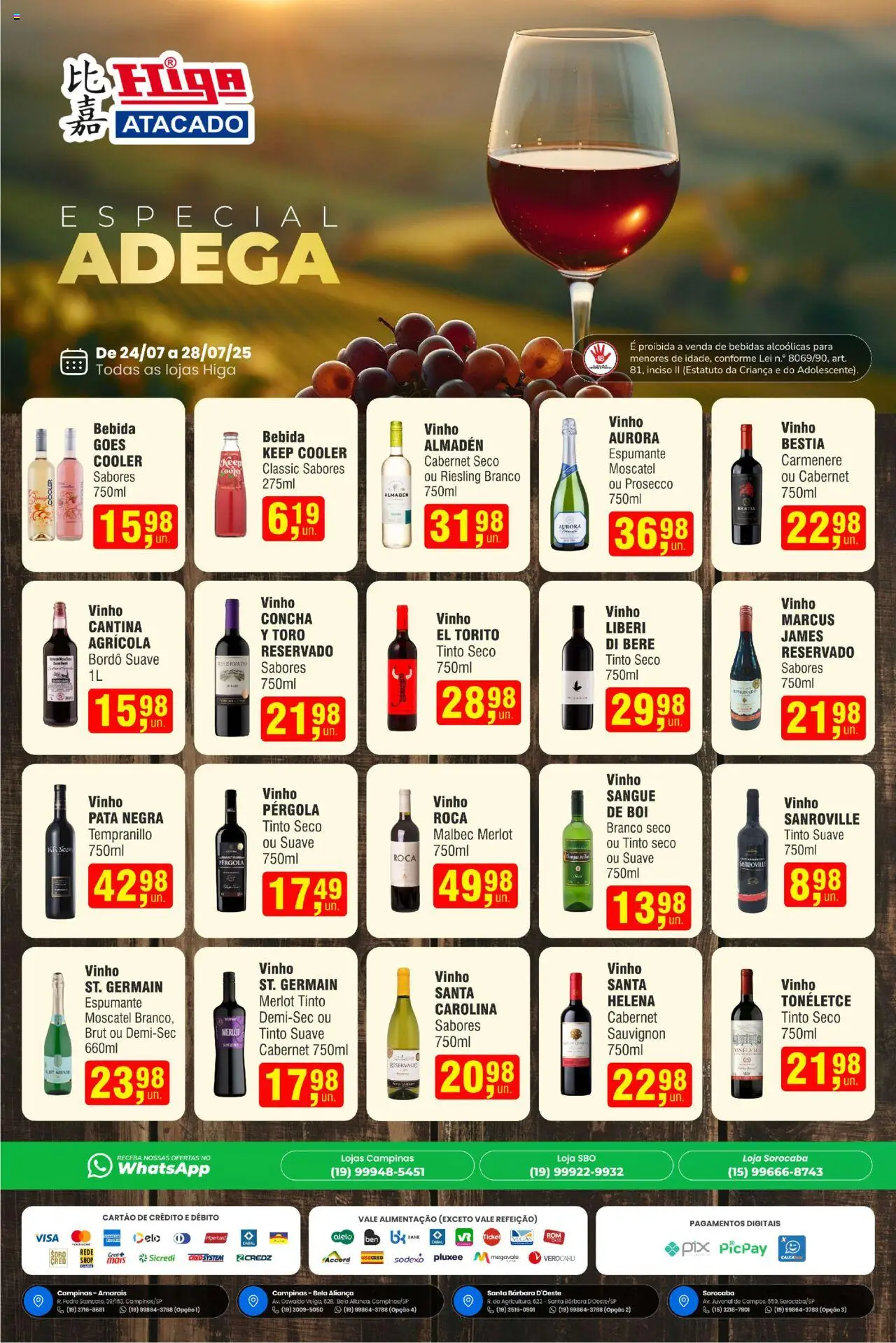 Higa Atacado folheto "Ofertas Especial de Vinhos" válido a partir de 24/07/2025 - número de página 1