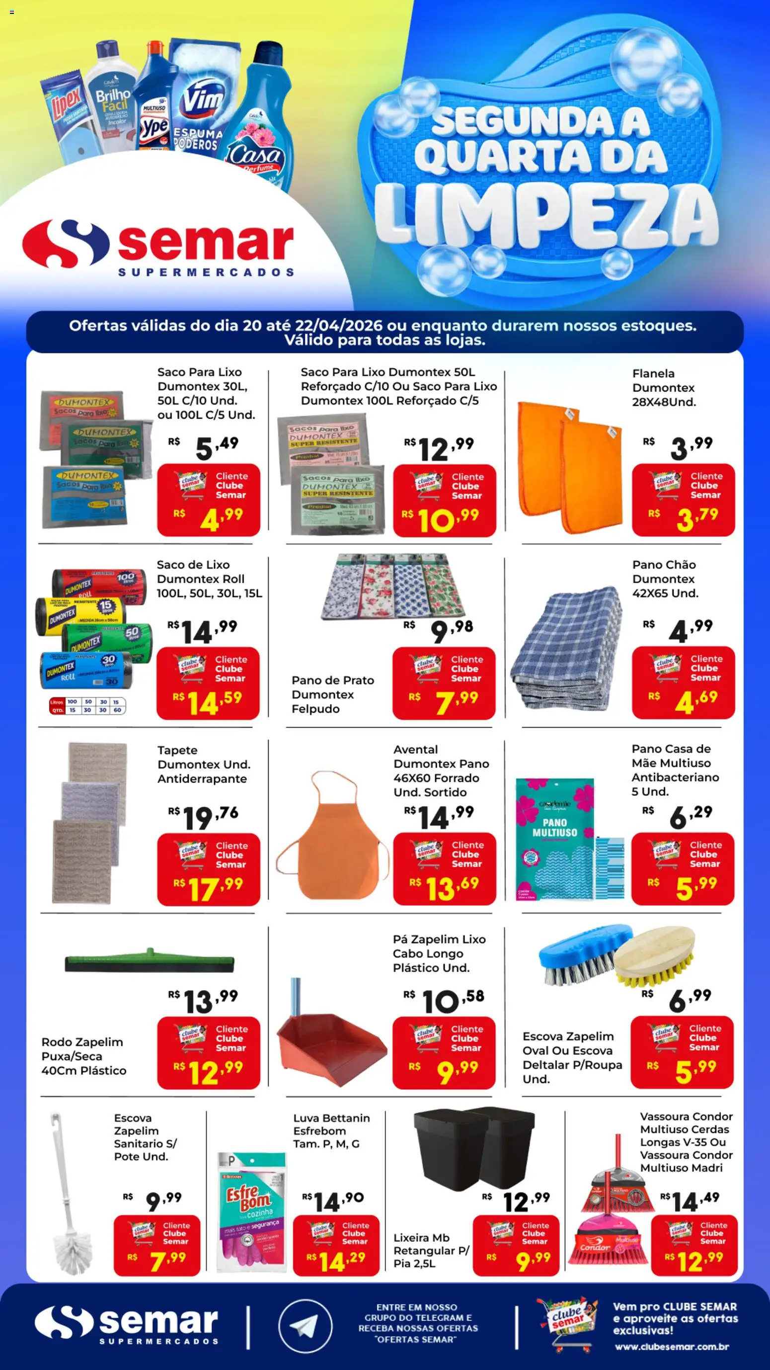 Pré-Visualização do folheto "Semar Supermercado ofertas da Limpeza" da loja Semar Supermercado válido a partir de 20/04/2026