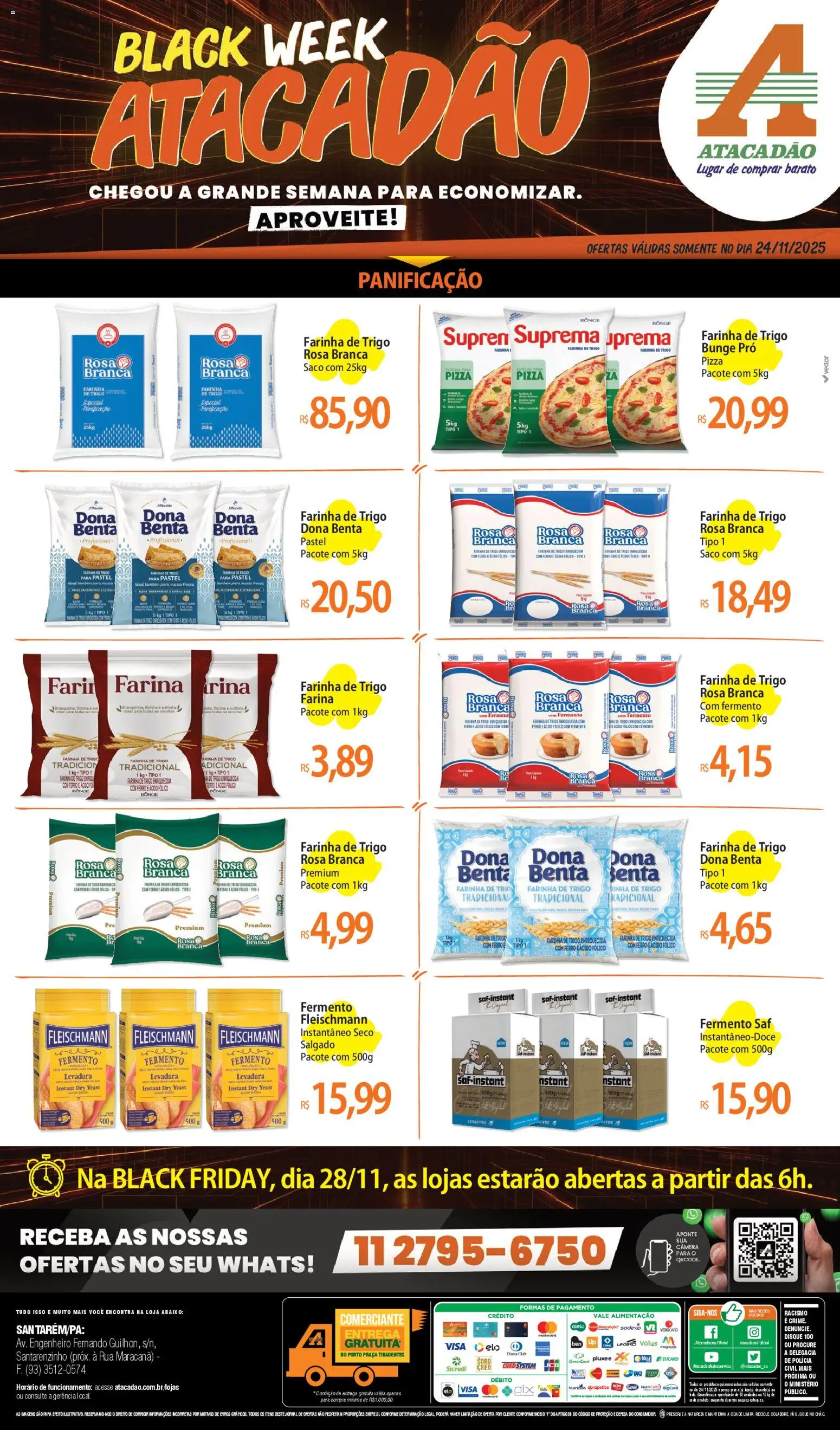 Pré-Visualização do folheto "Ofertas - PA" da loja Atacadão válido a partir de 24/11/2025 - Pizza, Câmera, Chá, Massa, Ferro, Farinha de trigo, Tônico, Farinha
