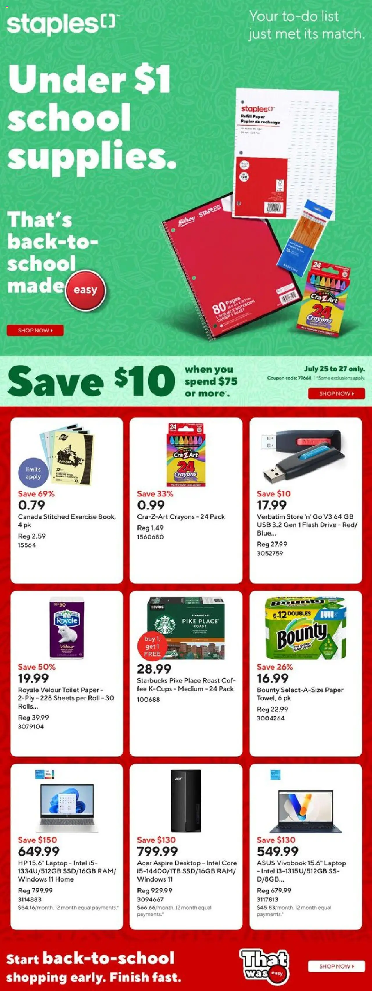 Staples flyer valid from Jul 25, 2025 - page number 1