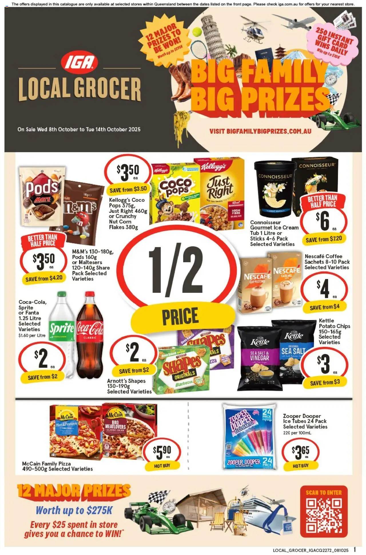 Preview of catalogue Local Grocer QLD from shop IGA valid 08/10/2025 - Pizza, Sachets, Cappuccino, Tubes, Grapes, Nescafe, Oven, Kettle