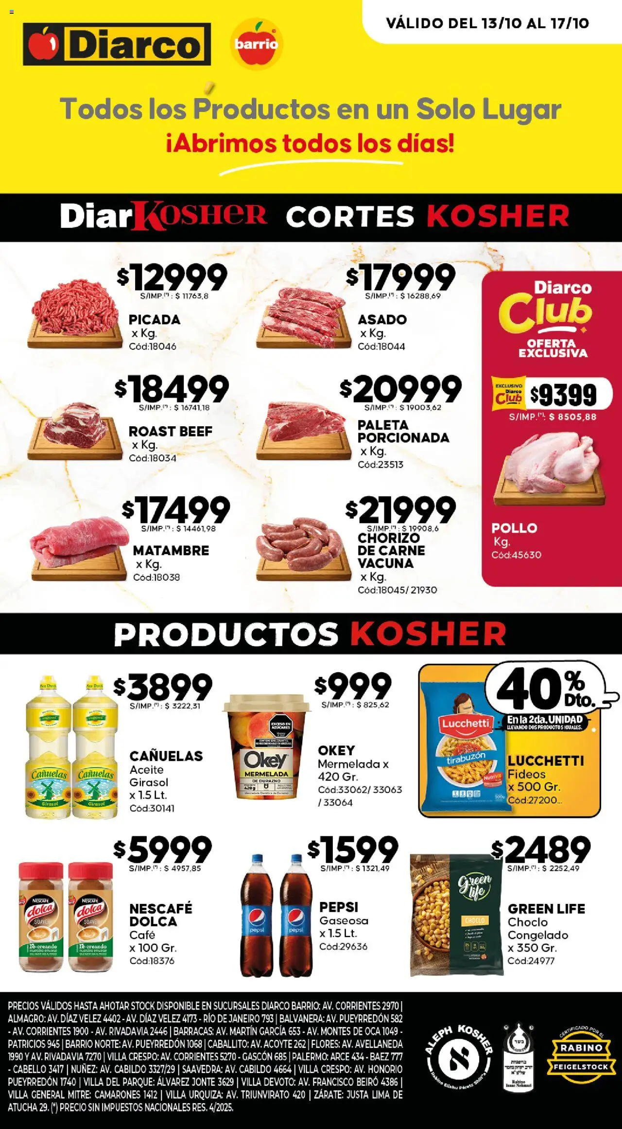 Diarco Ofertas Kosher del 13/10/2025 Online