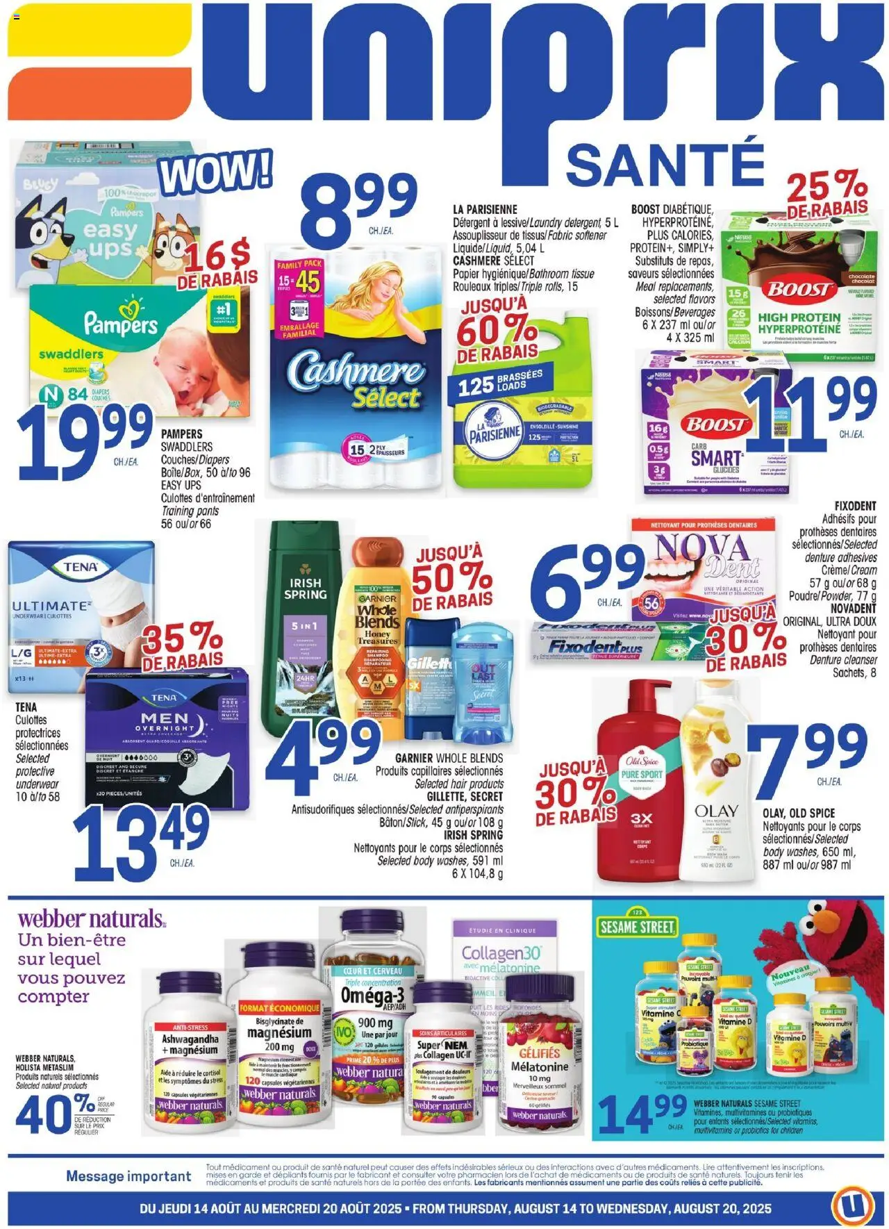Uniprix flyer valid from Aug 14, 2025 - page number 1