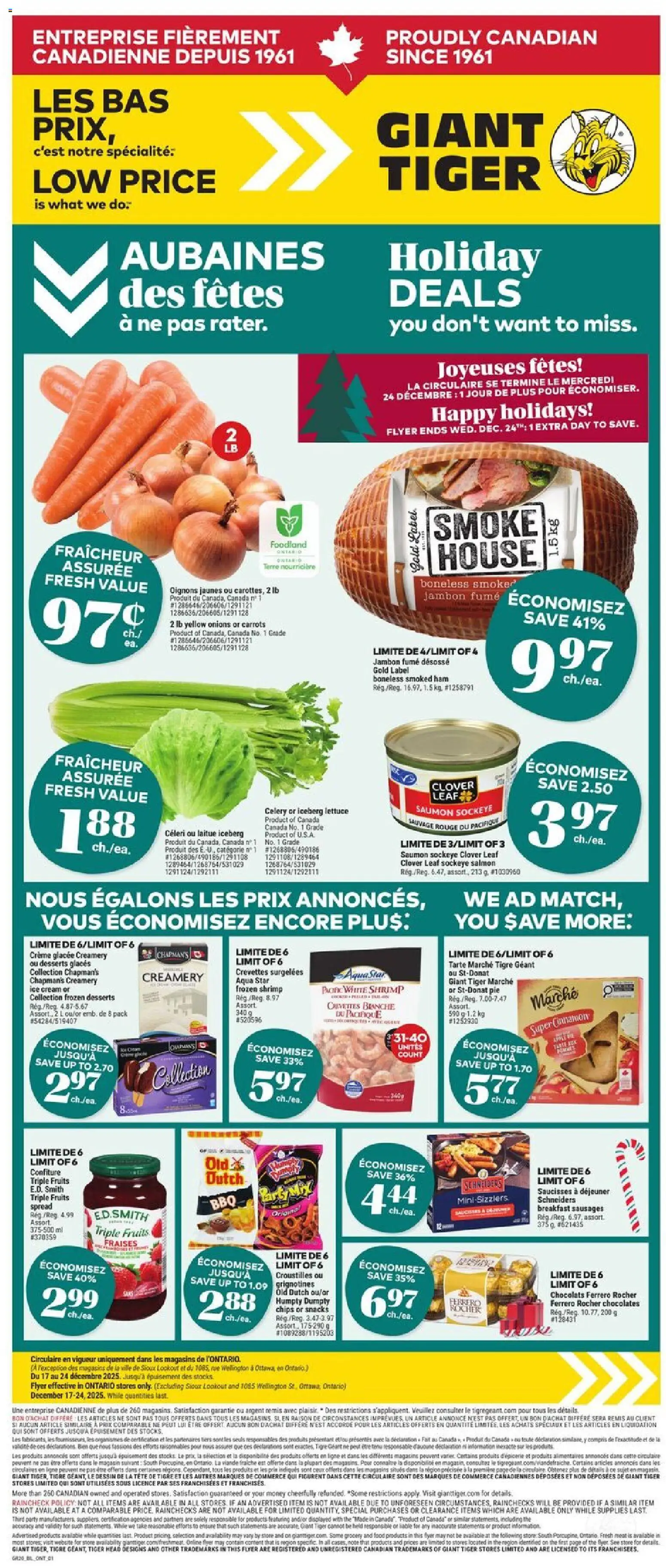 Preview of leaflet Circulaire from shop Giant Tiger is valid from Dec 17, 2025 - Food, Ice cream, Ice, Snacks, Ferrero Rocher, Celery, Ham, Spread