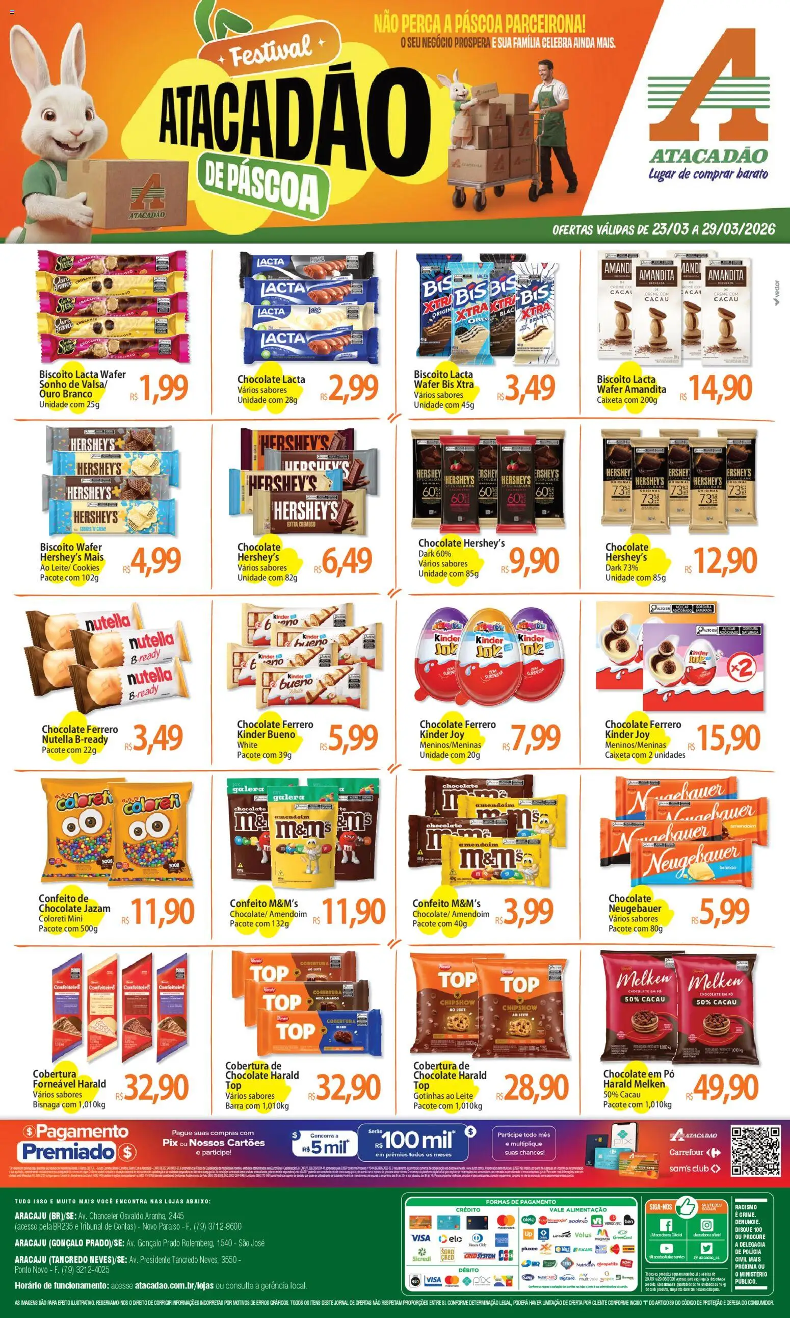 Pré-Visualização do folheto "Atacadão ofertas - SE" da loja Atacadão válido a partir de 23/03/2026 - Chocolate, Cookies, Sonho, Nutella, Amendoim, Biscoito, Leite, Neugebauer