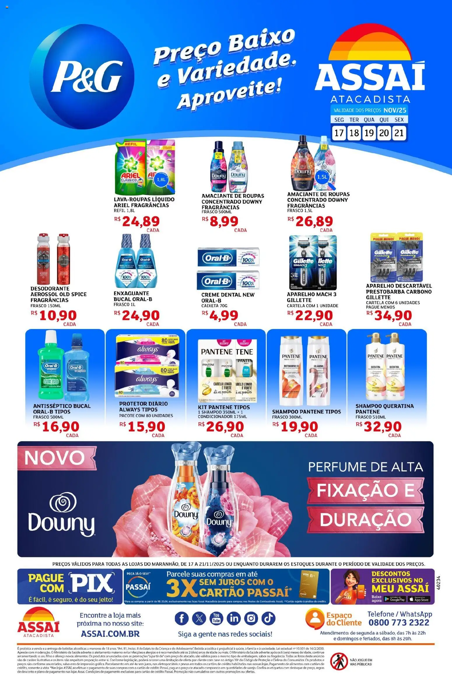 Pré-Visualização do folheto "Encarte - MA" da loja Assaí Atacadista válido a partir de 17/11/2025 - Telefone, Colágeno, Bebidas, Ariel, Creme, Baixo, Condicionador, Creme dental