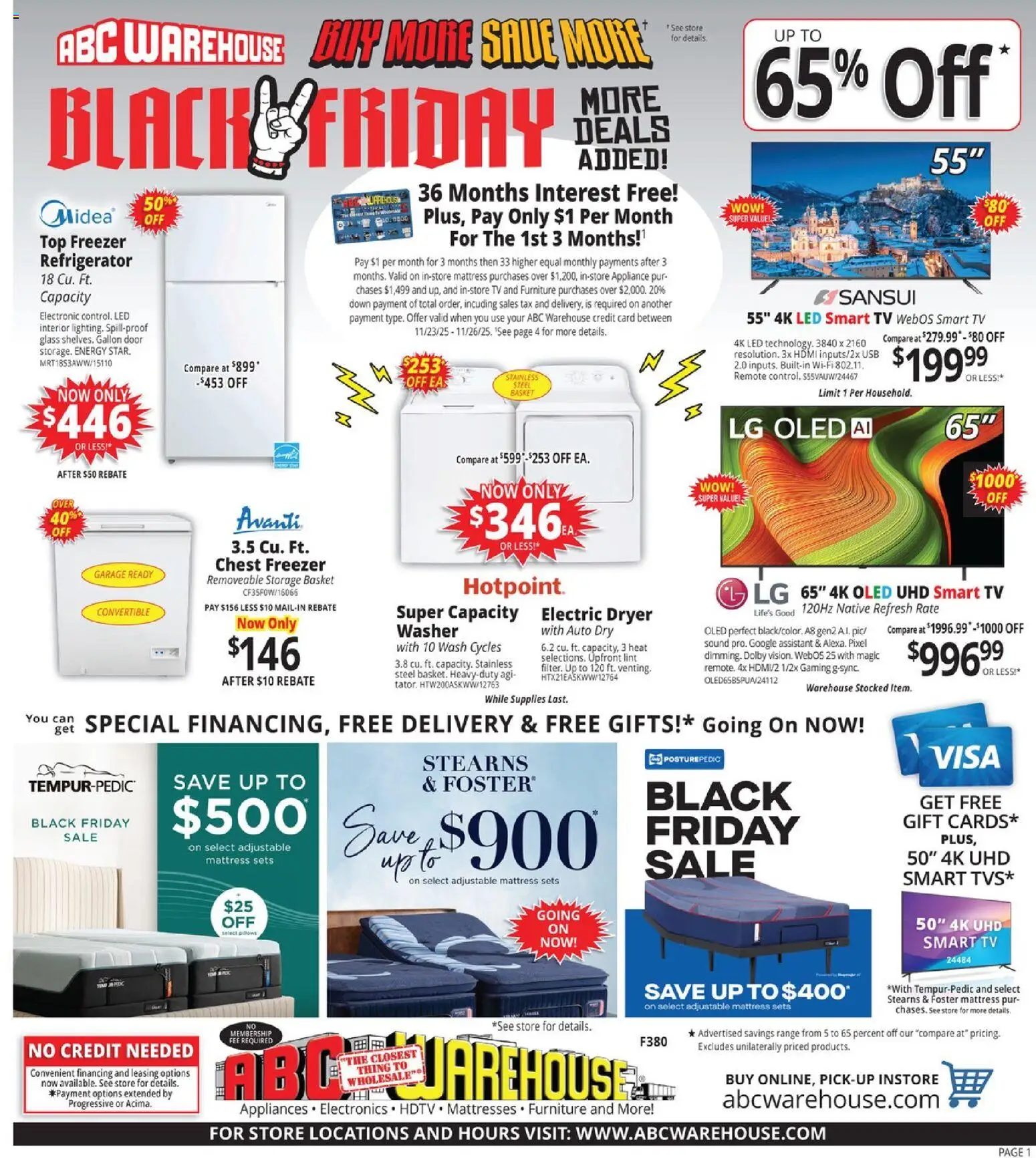 Ad Preview of ABC Warehouse Black Friday from 11/23/2025