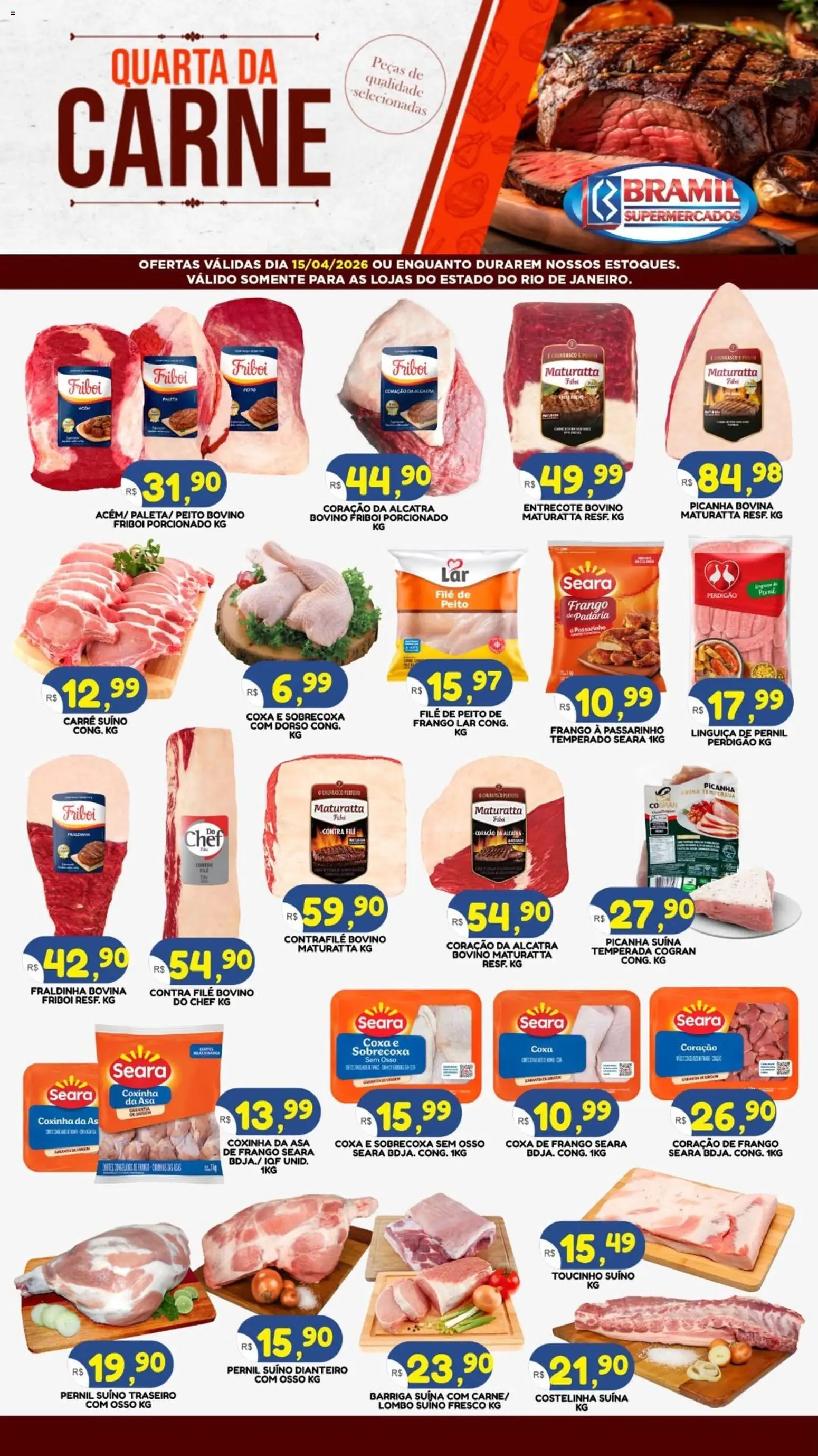 Pré-Visualização do folheto "Bramil Supermercados ofertas Quarta da Carne" da loja Bramil Supermercados válido a partir de 15/04/2026