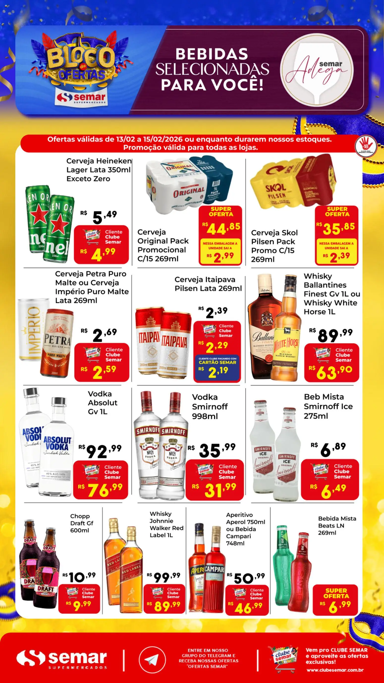 Pré-Visualização do folheto "Ofertas Adega" da loja Semar Supermercado válido a partir de 13/02/2026