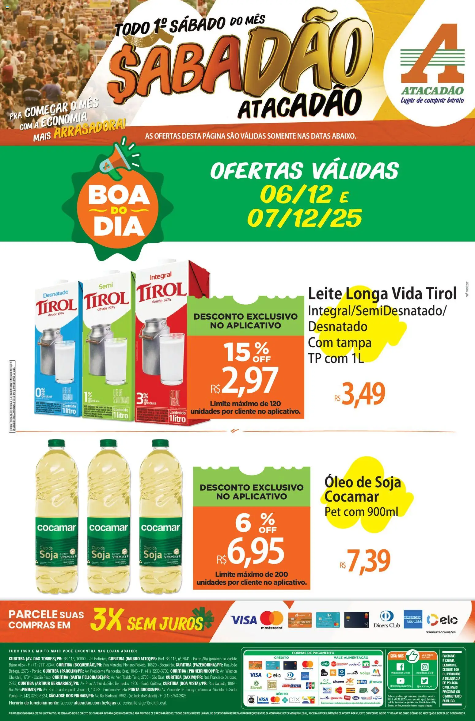 Pré-Visualização do folheto "Ofertas - PR" da loja Atacadão válido a partir de 06/12/2025 - Óleo, Leite, Soja, Leite longa vida