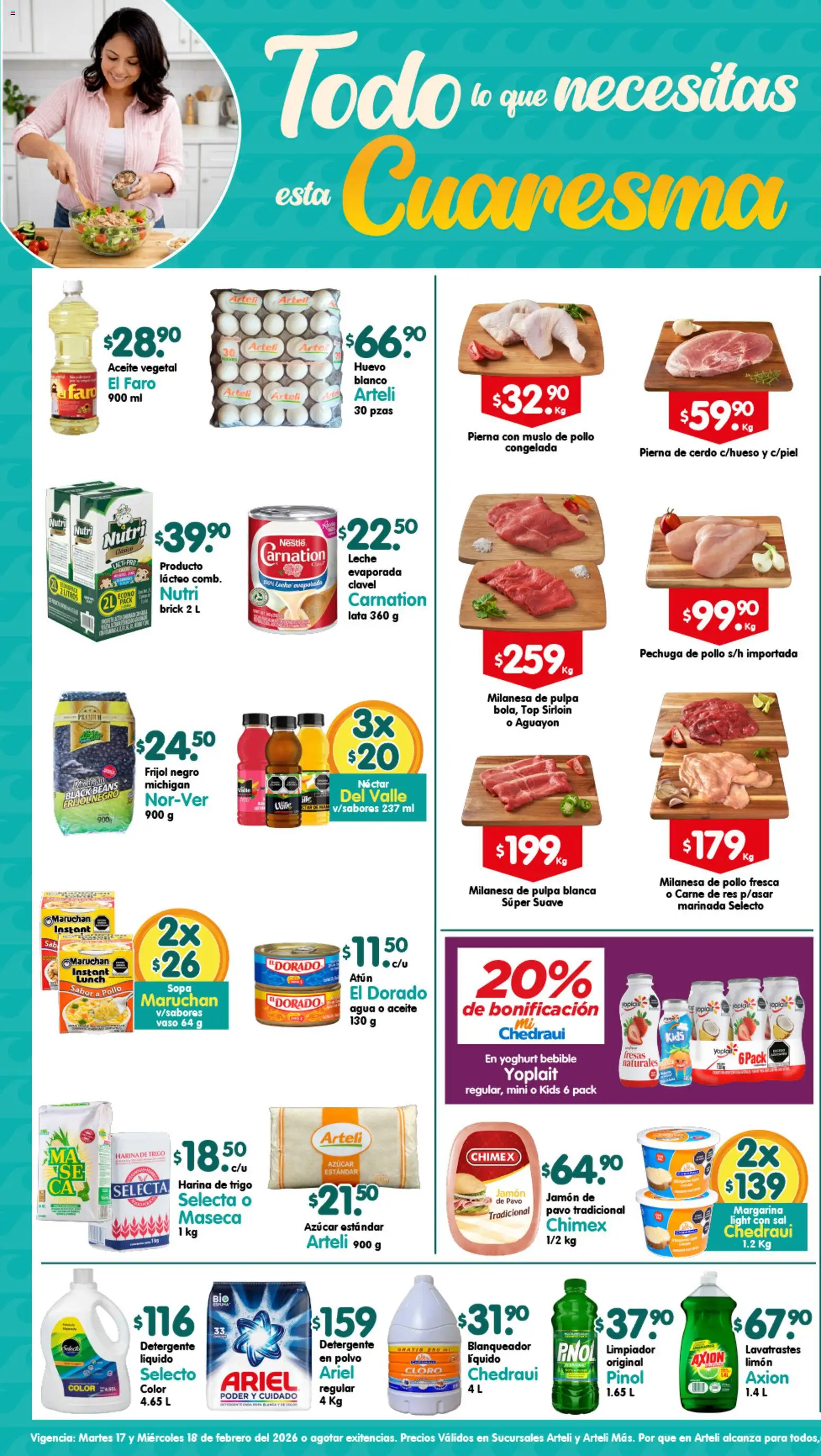 Vista previa las ofertas de la tienda Arteli - Folleto Tuxpan desde el 17/02/2026 - Pollo, Limón, Leche, Atún, Harina, Cloro, Margarina, Limpiador