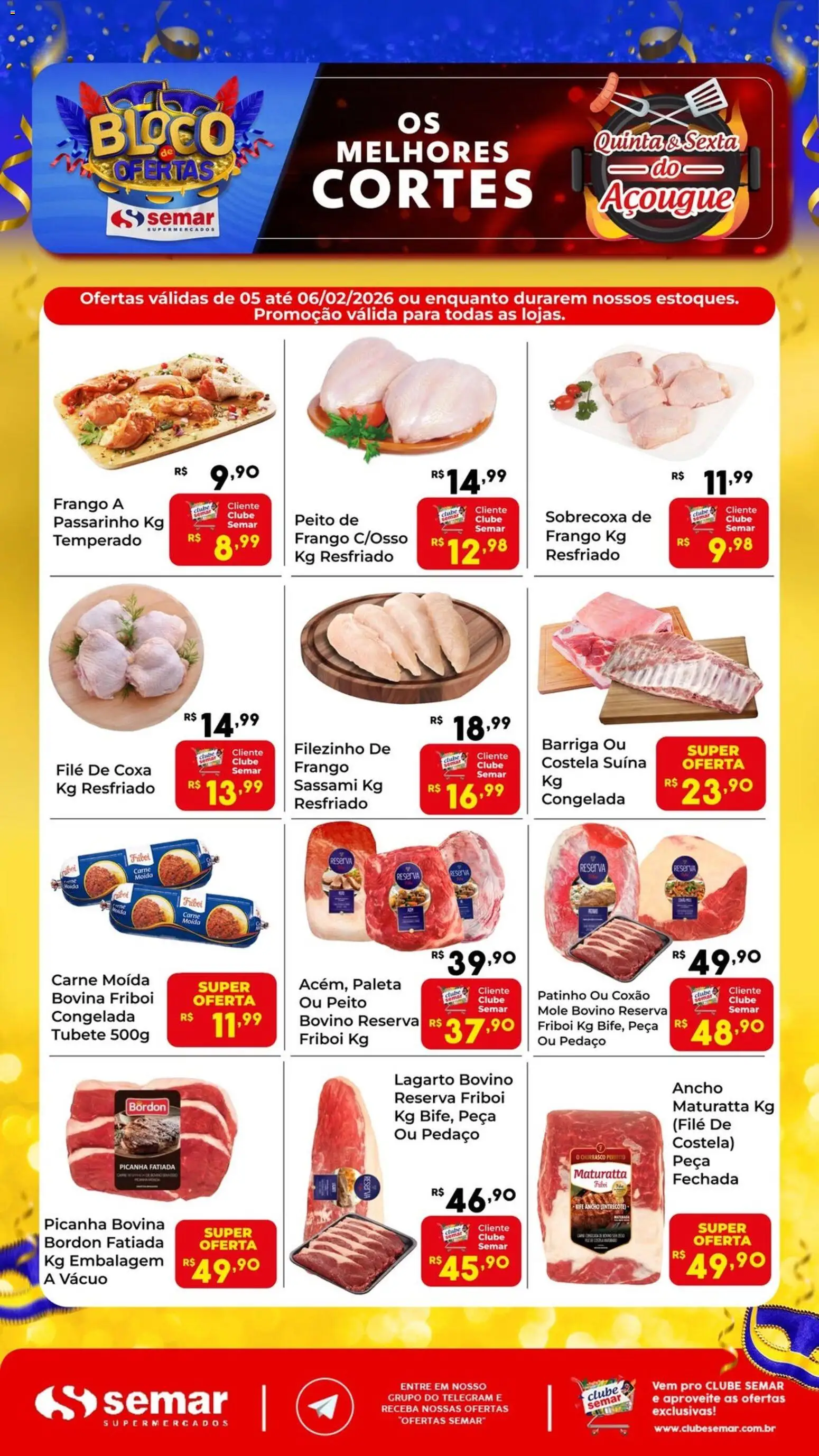 Pré-Visualização do folheto "Ofertas do Açougue" da loja Semar Supermercado válido a partir de 05/02/2026